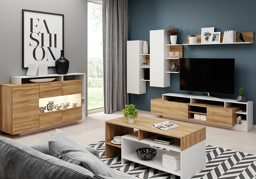 Kumode Aliva 155/44/93,5 cm balts/ozols - N1 Home