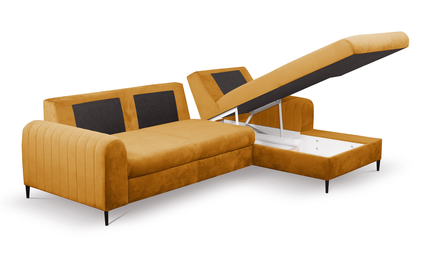 Dīvāns Monaske 252/106,5/90-168 cm mustard - N1 Home