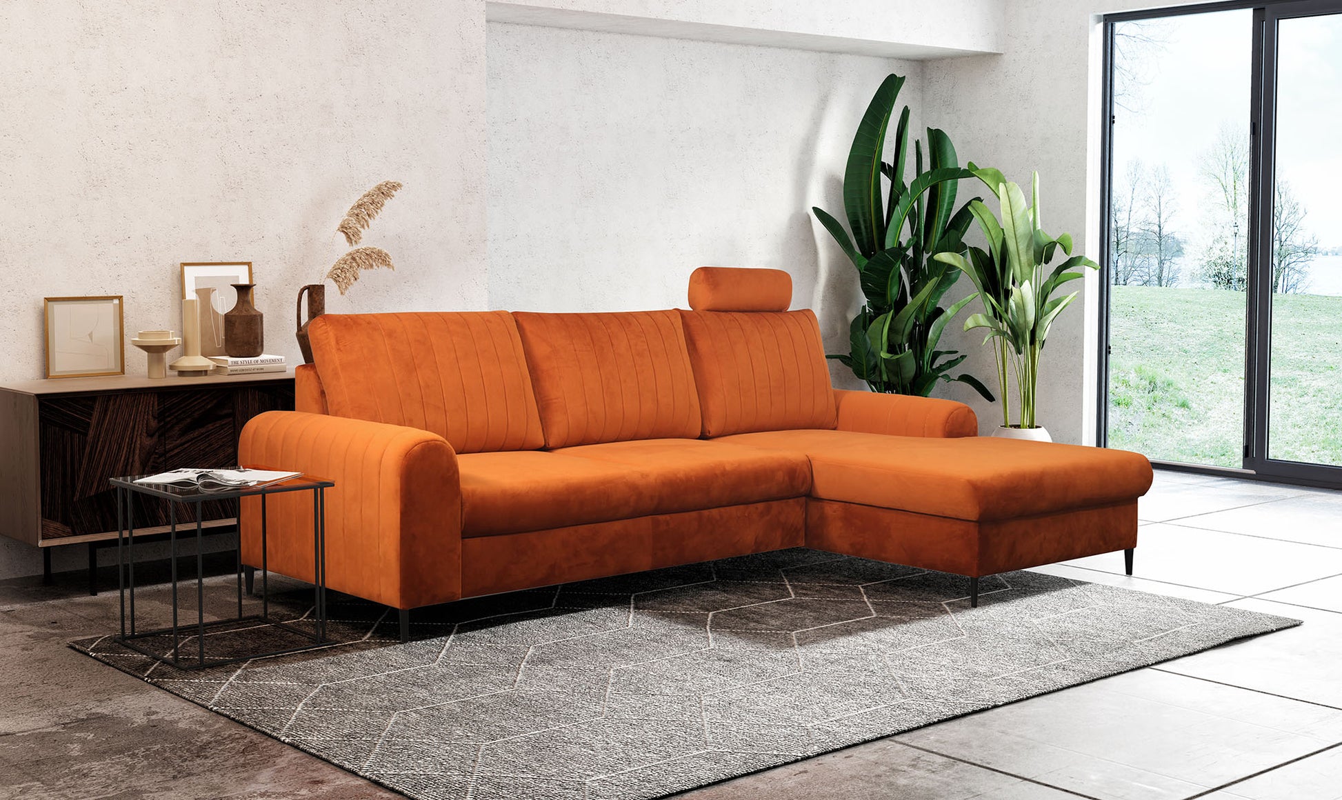 Dīvāns Monaske 252/106,5/90-168 cm rust - N1 Home