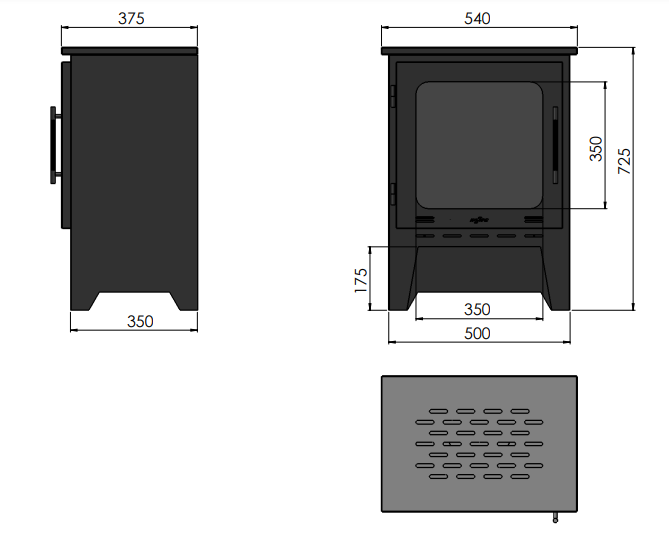Biokamīns Incoz 1 54/37,5/72 cm melns - N1 Home