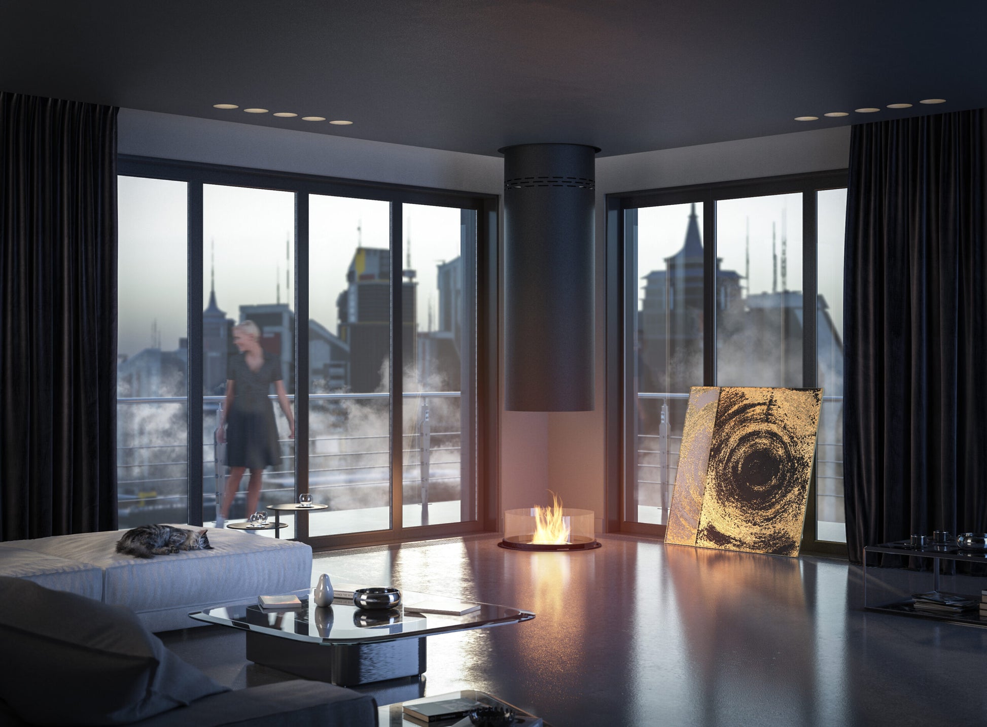 Biokamīns Inrond 80/200 cm melns - N1 Home