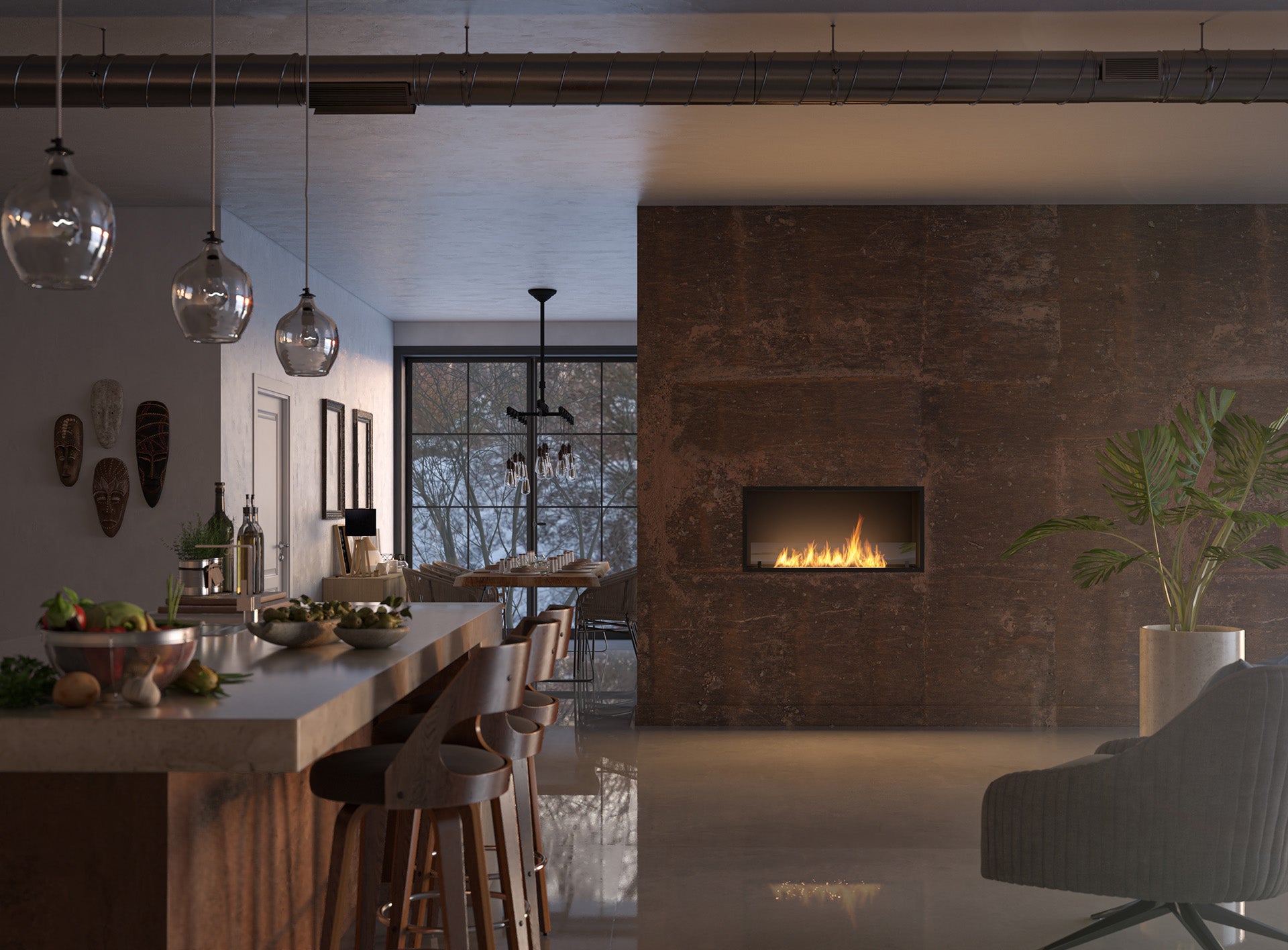 Biokamīns Slim inside Blan 84;104;124;154;204/59/25;30 cm melns - N1 Home