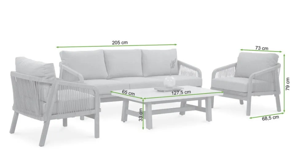 Koka dārza mēbeļu komplekts Jaco Caffe pelēks - N1 Home