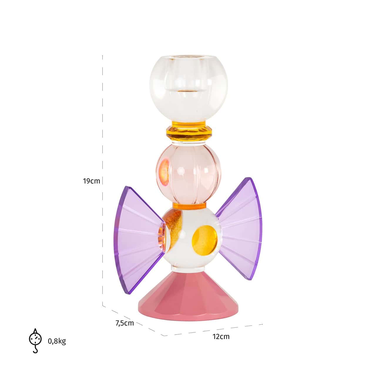 Svečturis Liony  Richmond Interiors 19/12/7,5 cm rozā - N1 Home