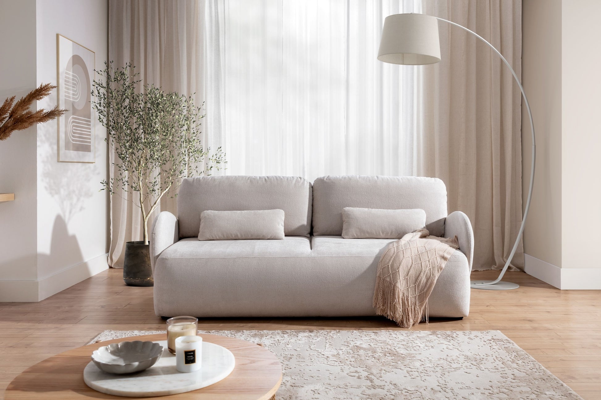 Dīvāns Din 212/88/108 cm gaiši pelēks - N1 Home