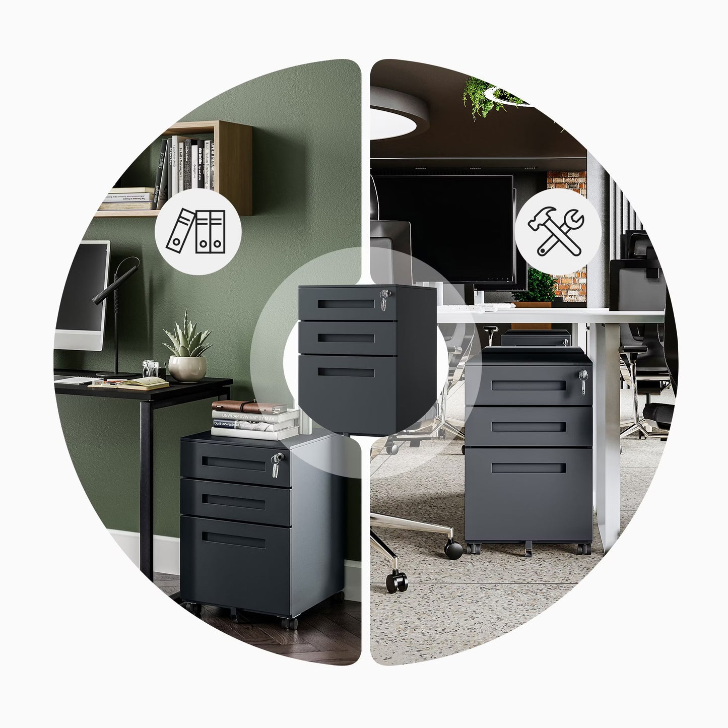 Konteiners zem rakstāmgalda Kates 39/60/50 cm antracīts - N1 Home