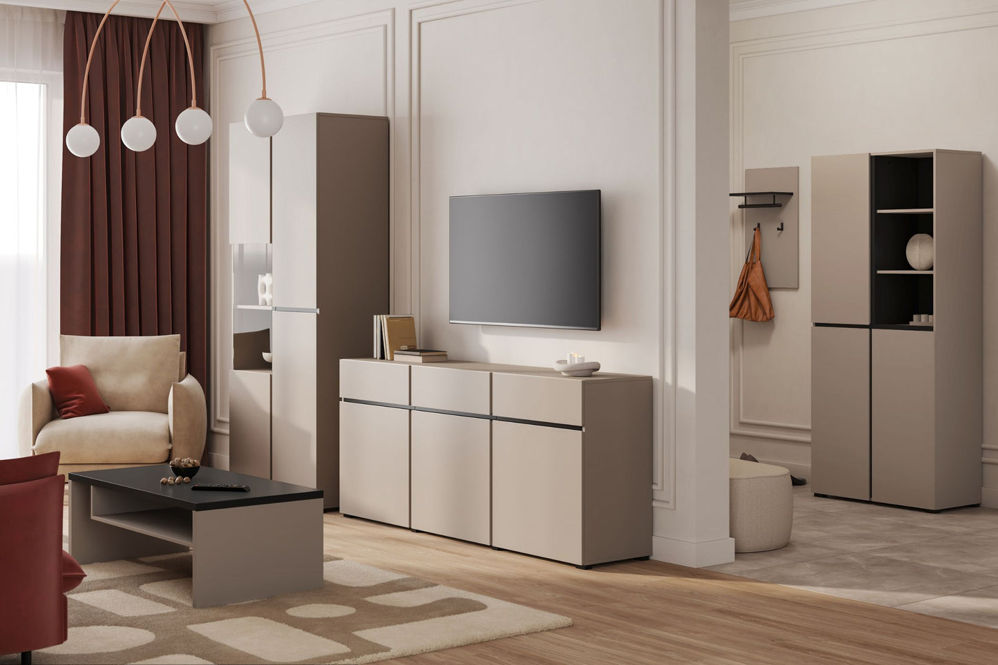 Kumode Krosit kolekcija 225/78/40 cm congo/melns