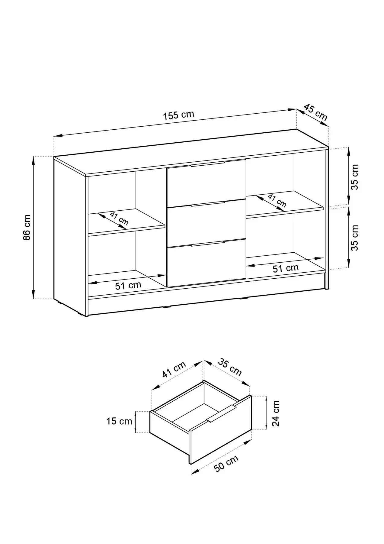 Kumode Neko 155/86/45 cm artisan ozols - N1 Home