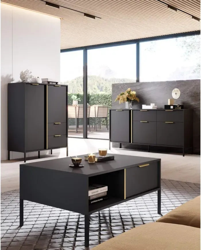 TV skapis Larsi 202/53/39 cm melns - N1 Home