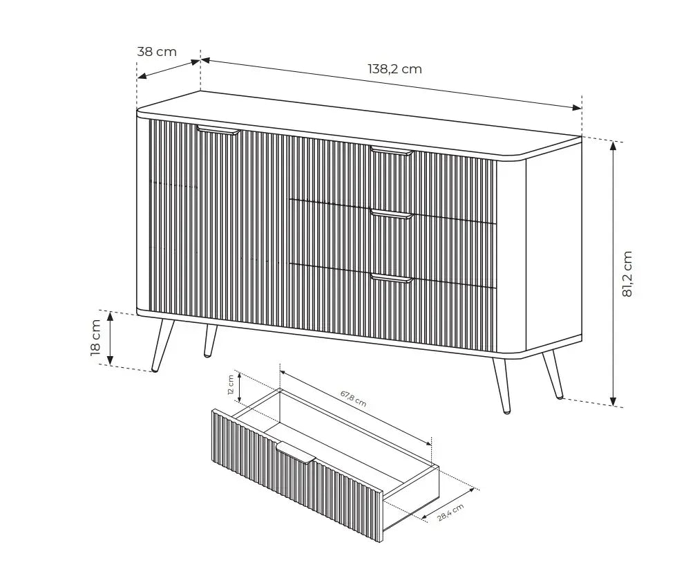 Kumode Lanti 138/81/38 cm melns - N1 Home