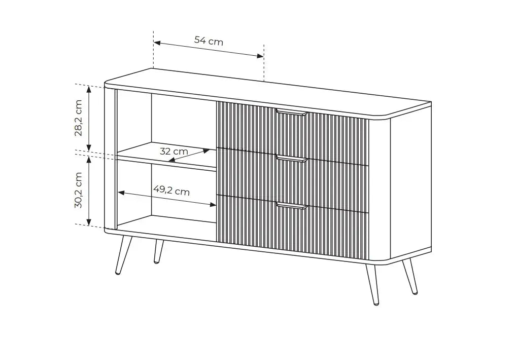 Kumode Lanti 138/81/38 cm melns - N1 Home