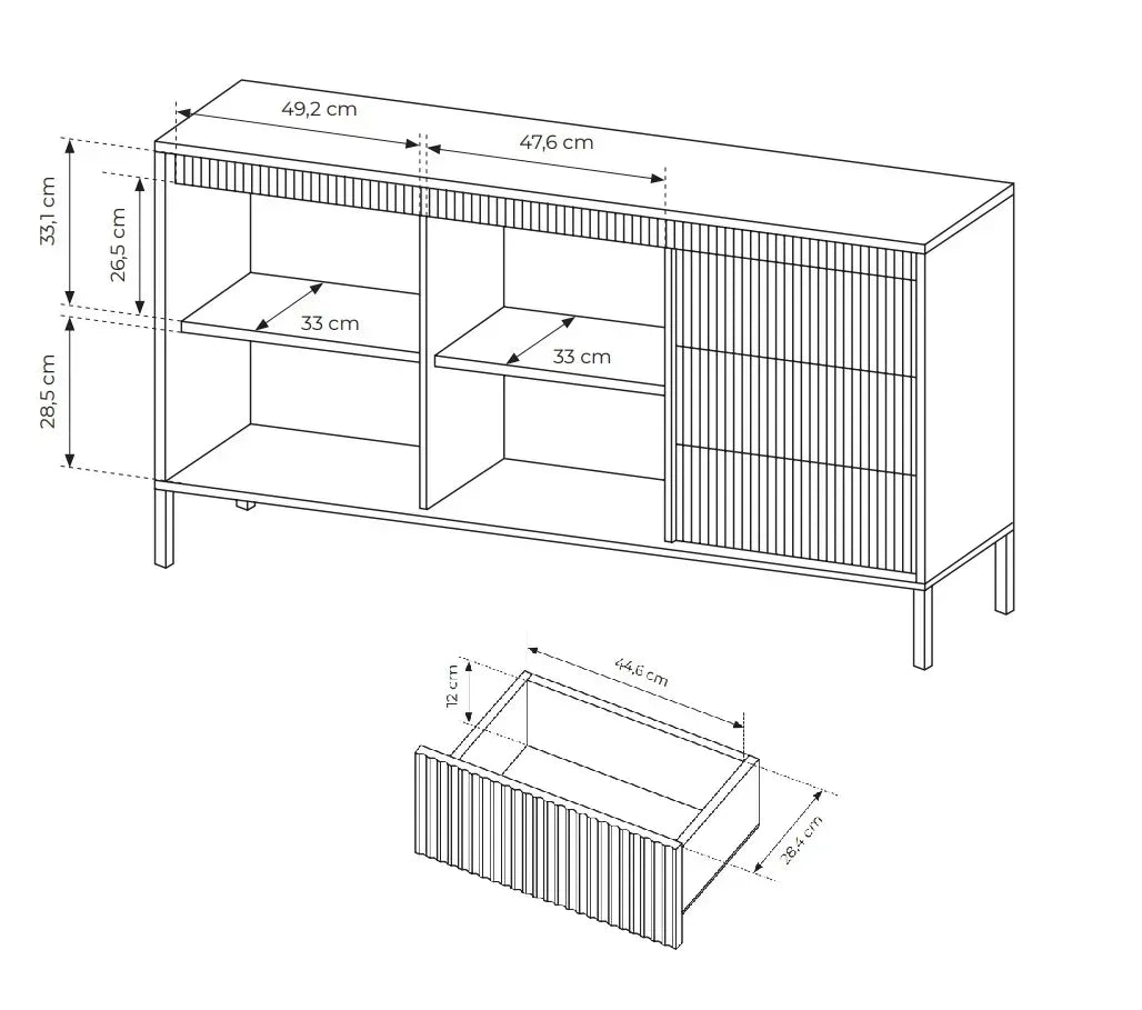 Kumode Sensi 153/81/39 cm melns - N1 Home