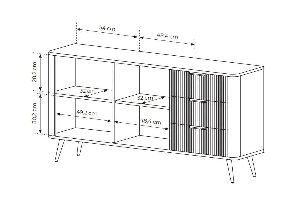 Kumode Lanti 163/81/38 cm melns - N1 Home