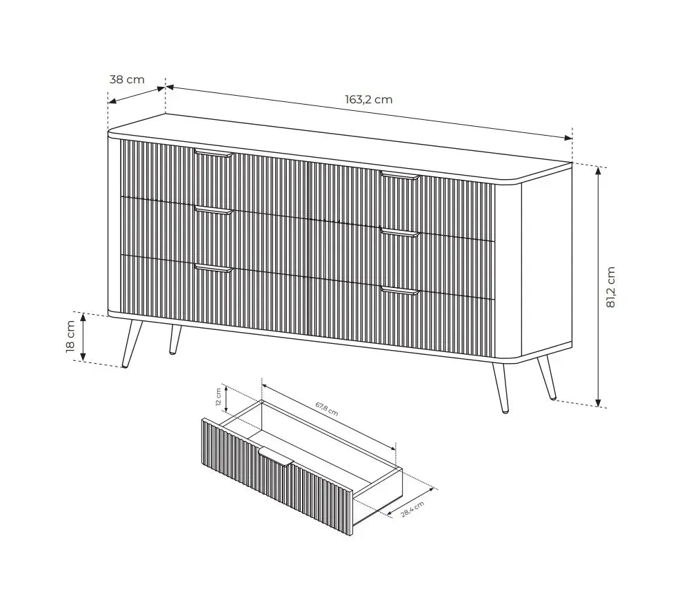 Kumode Lanti 163/81/38 cm melns - N1 Home