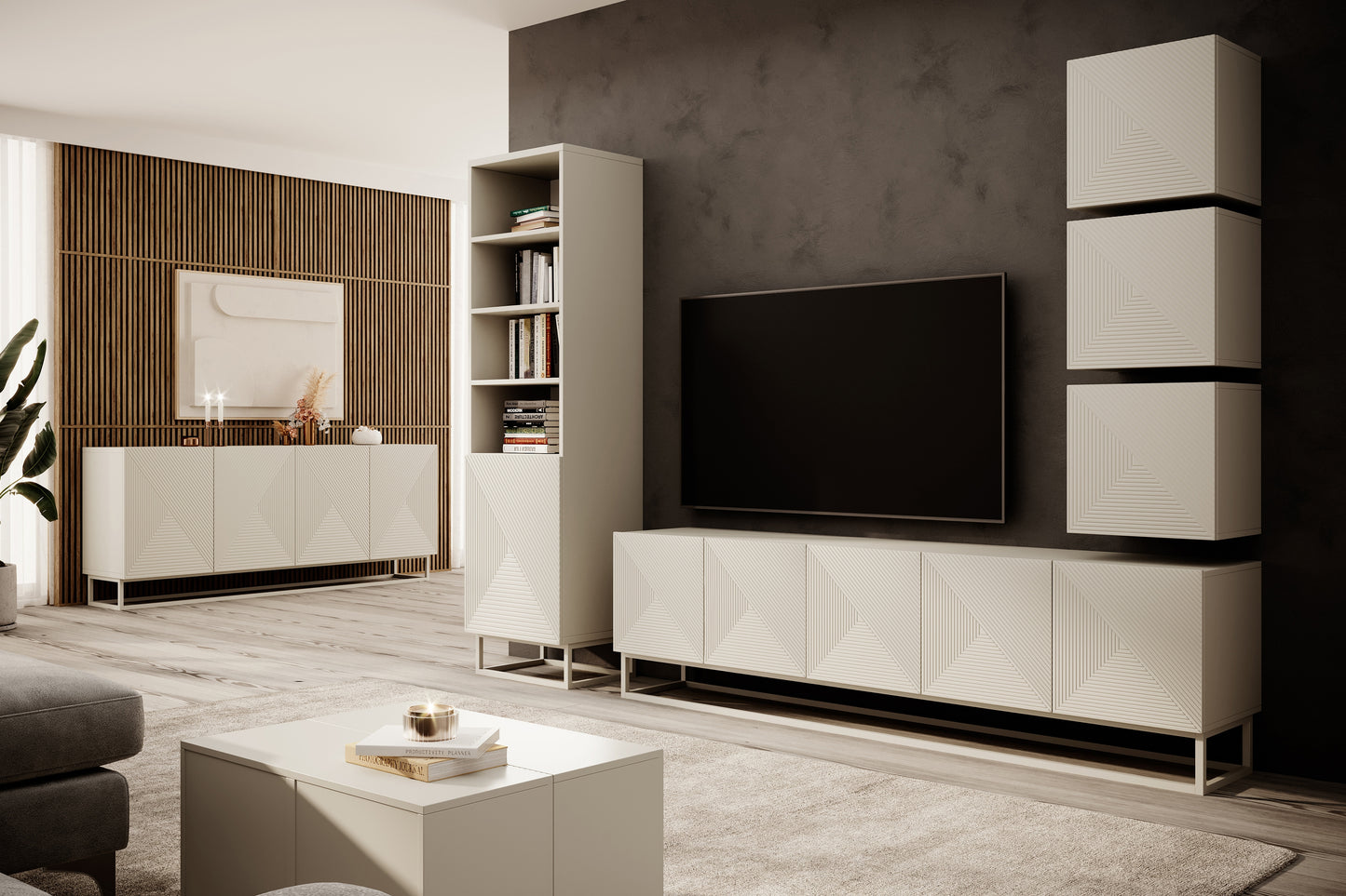 OSLO kumode ar metāla kājām 200/81/43 cm kašmirs/kašmirs - N1 Home