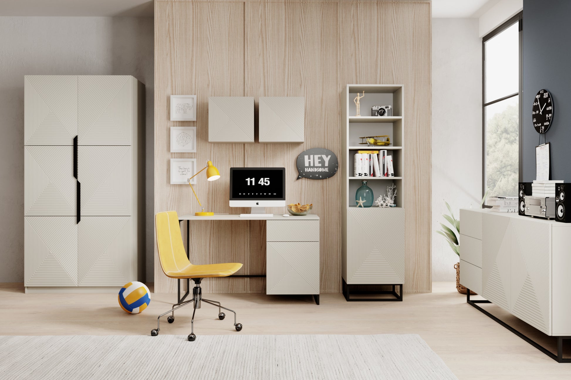 OSLO kumode un metāla kājas 167/81/43 cm kašmirs/melns - N1 Home