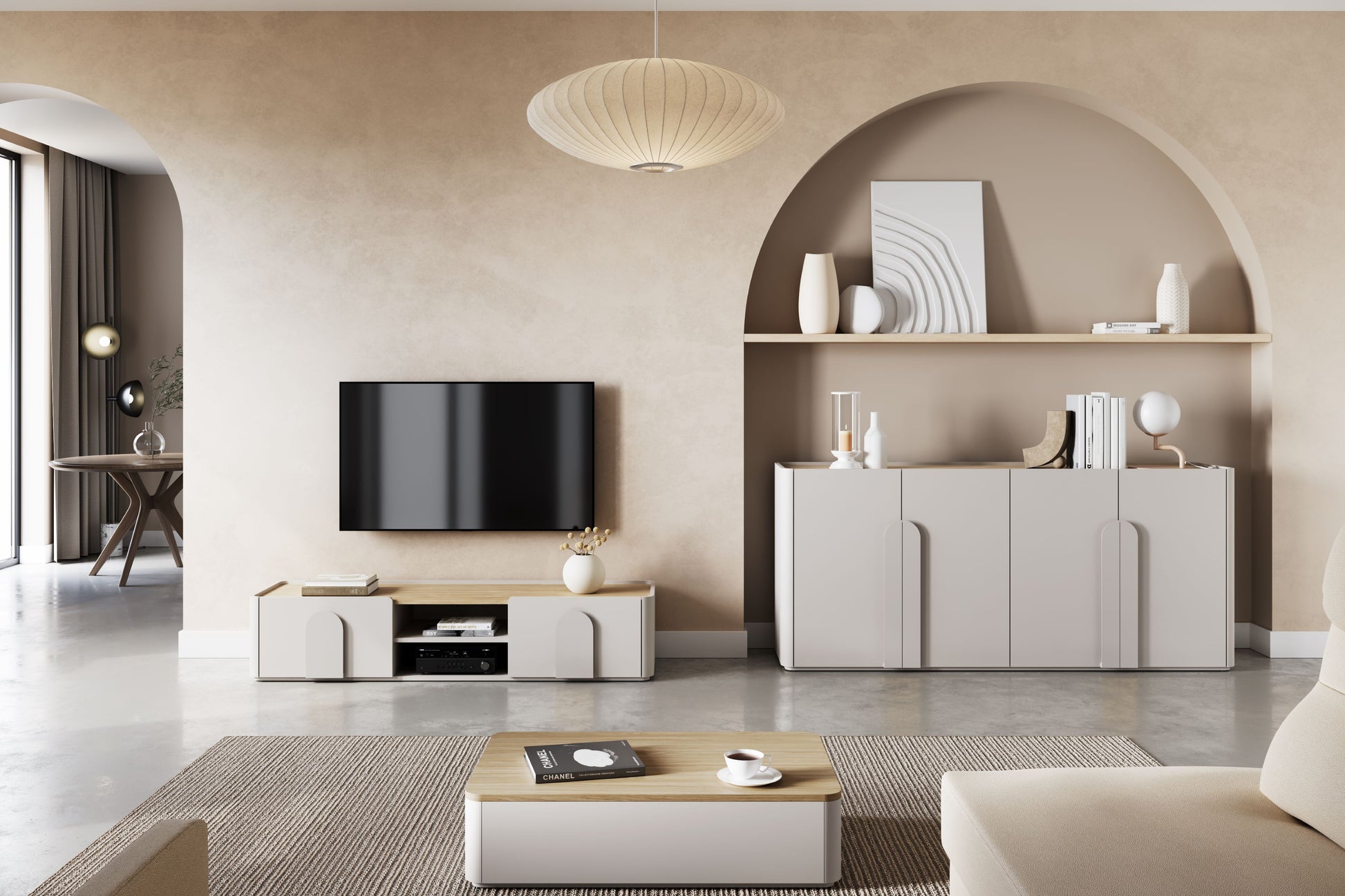 Kumode Amil 200/89/48 cm Kašmirs / Eļļots ozols - N1 Home