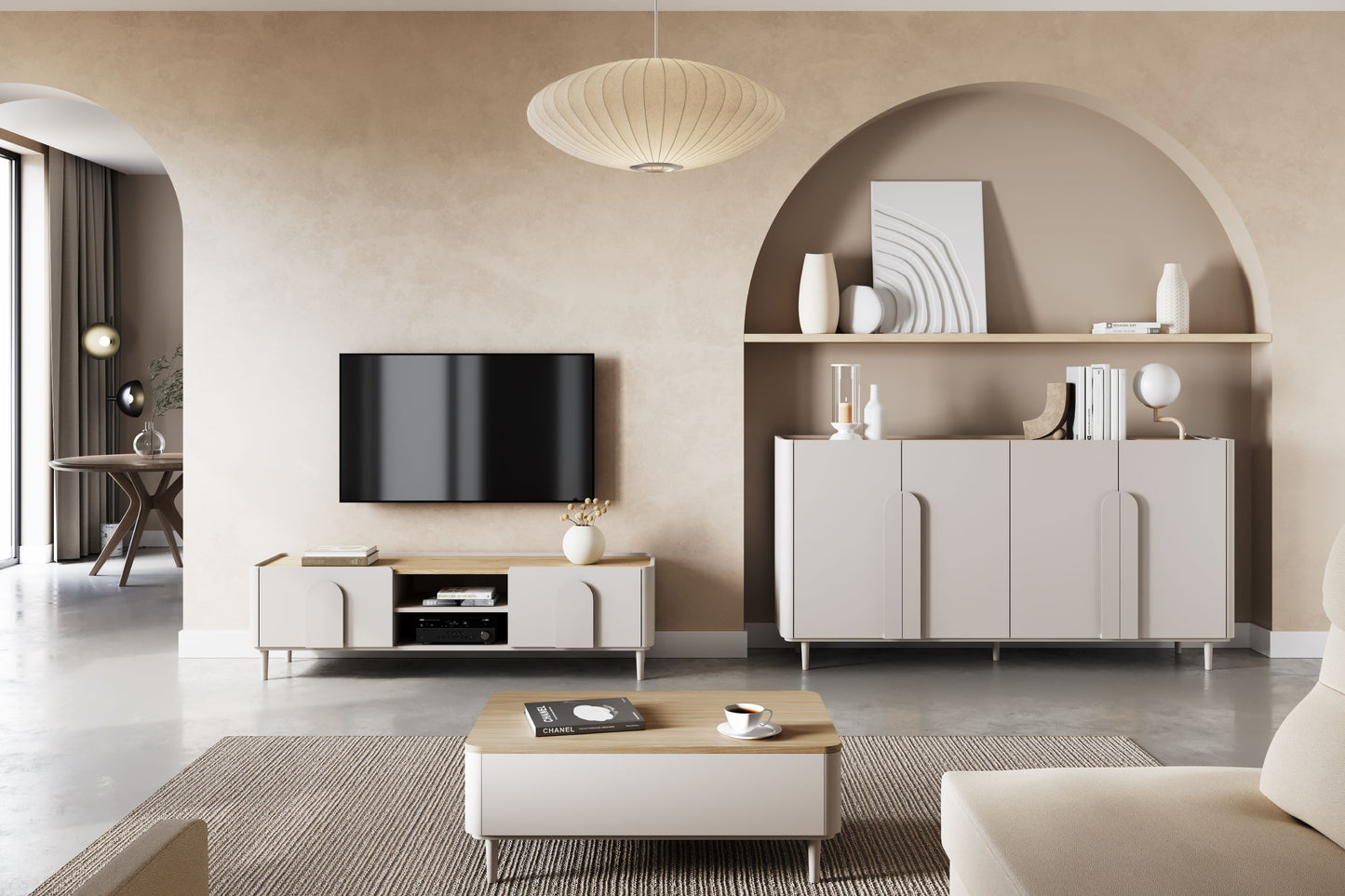 Kumode Amil 200/102/48 cm Kašmirs / Eļļots ozols - N1 Home