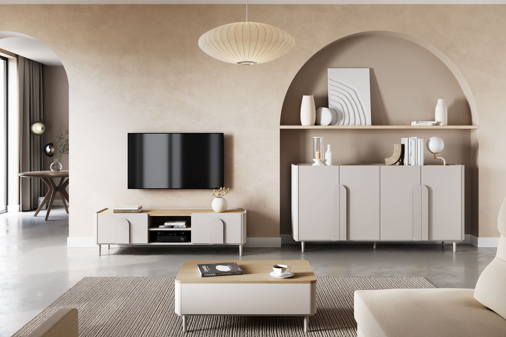 Kumode Amil 200/102/48 cm Kašmirs / Eļļots ozols - N1 Home