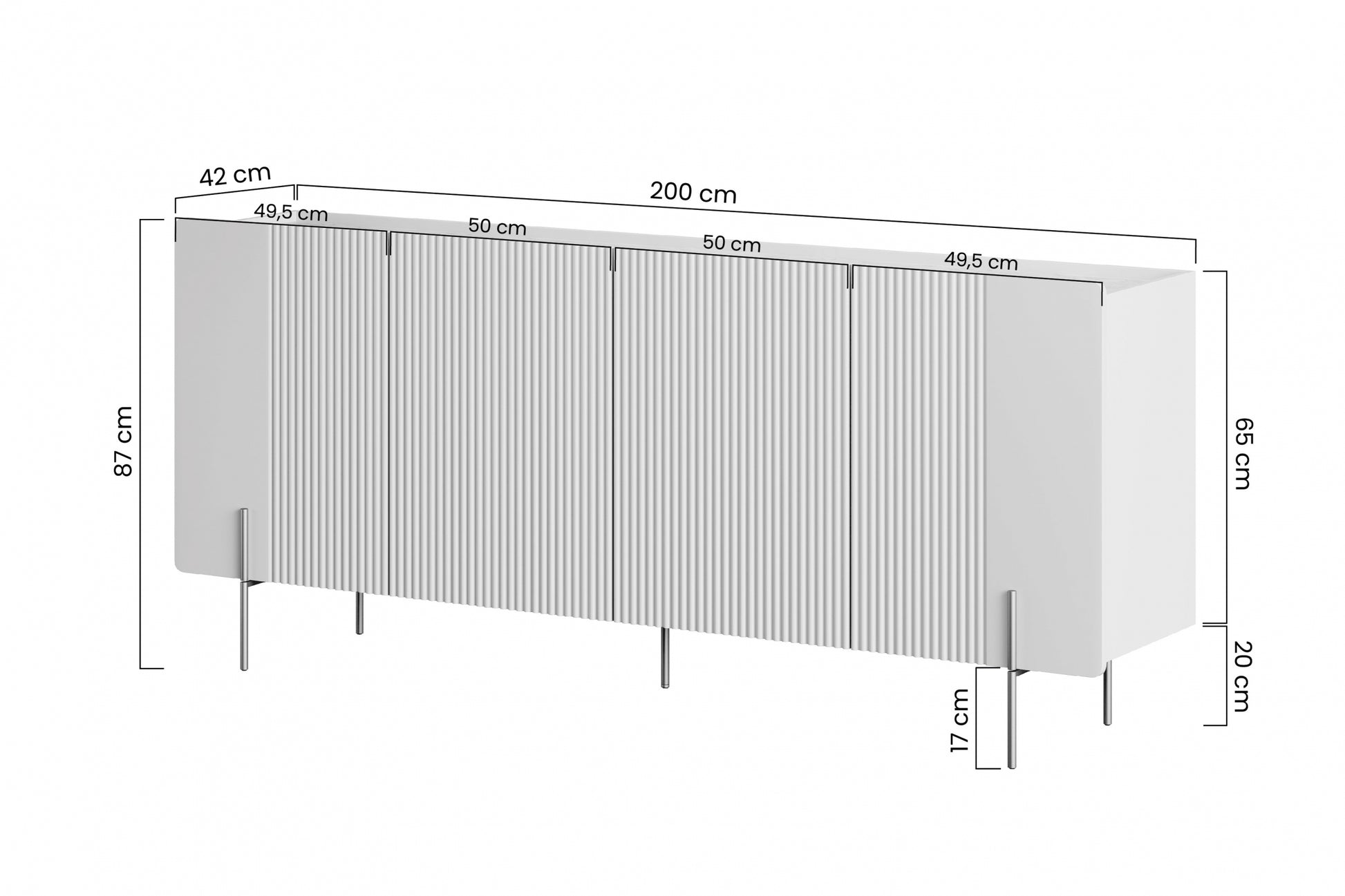 Kumode Dersi 200/87/42 cm kašmirs/melns - N1 Home