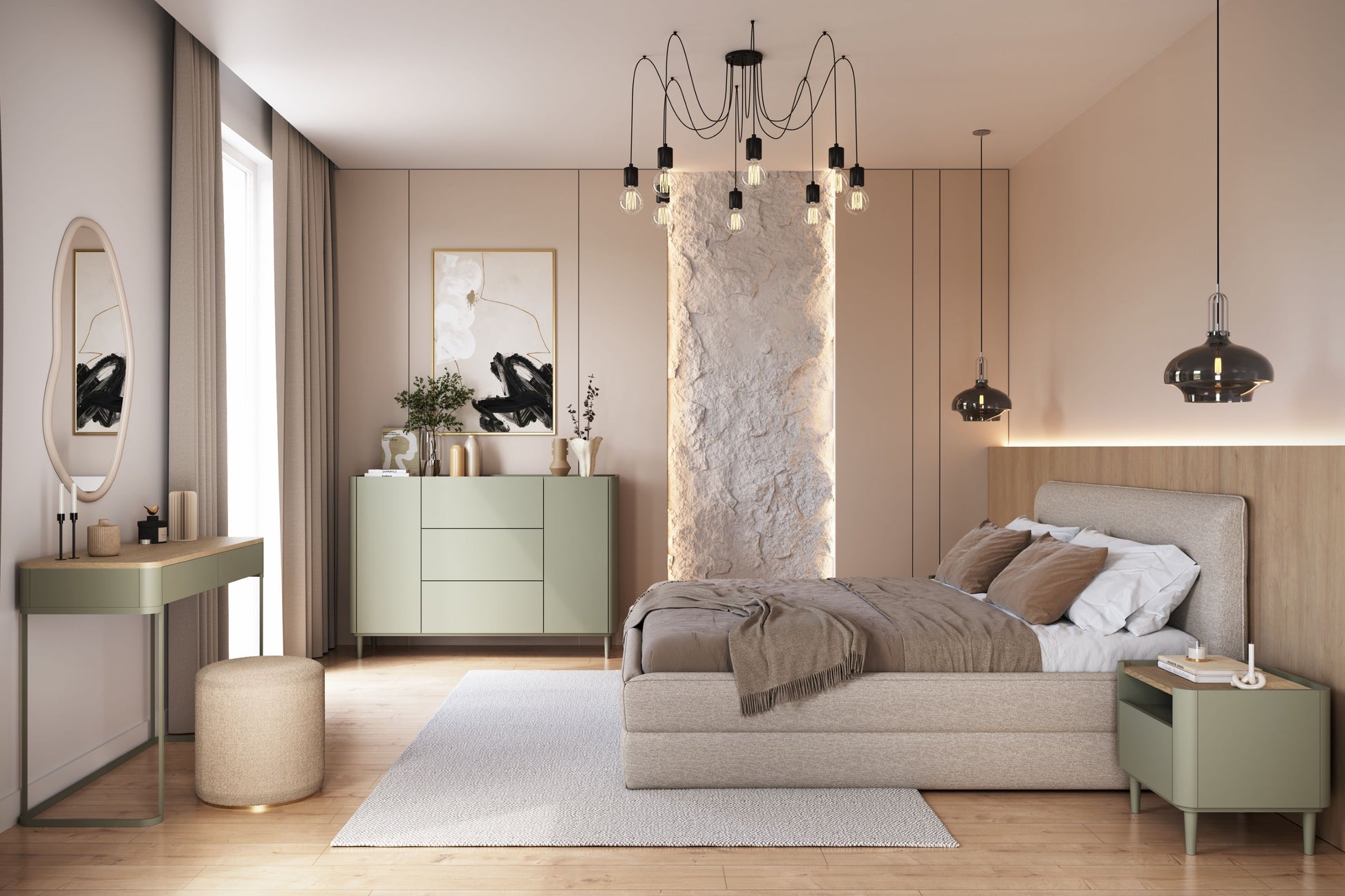 Kumode Elva 150/102/48 cm Eikalipts / Baltijas kāpu ozols - N1 Home