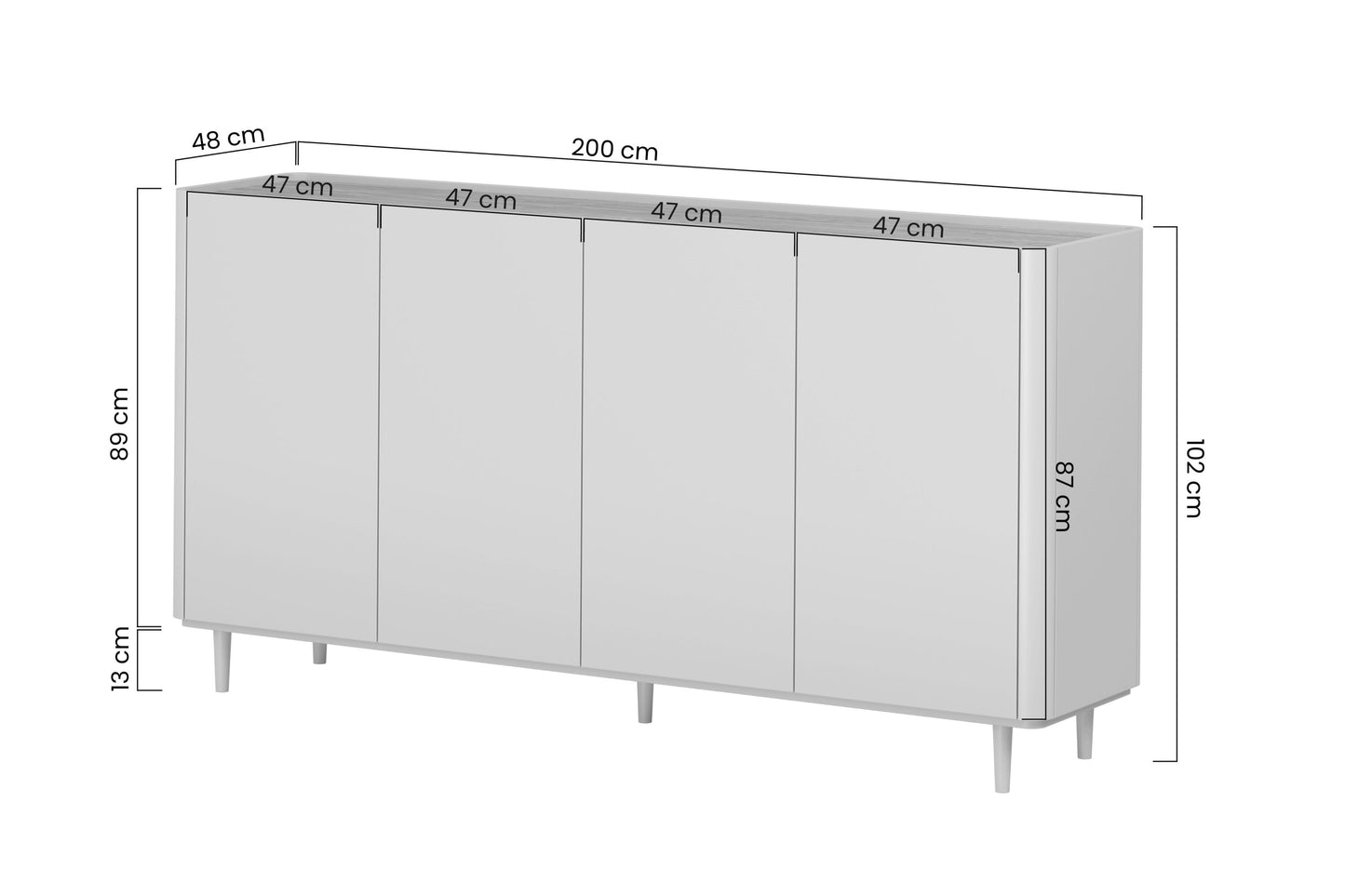 Kumode Elva 200/102/48 cm Kašmirs / Eļļots ozols - N1 Home