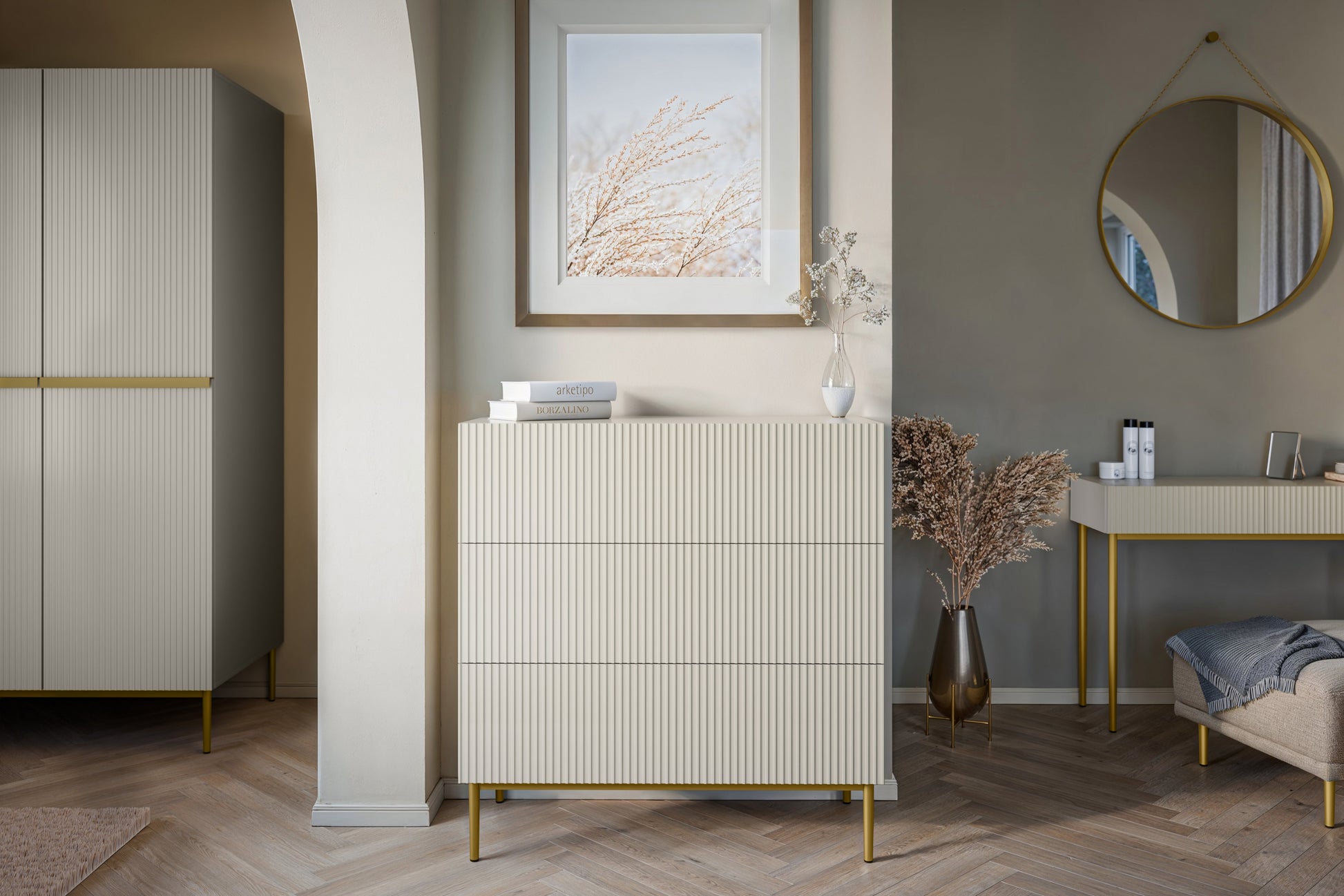 Kumode Austin 100/105/45 cm kašmirs/zelts - N1 Home