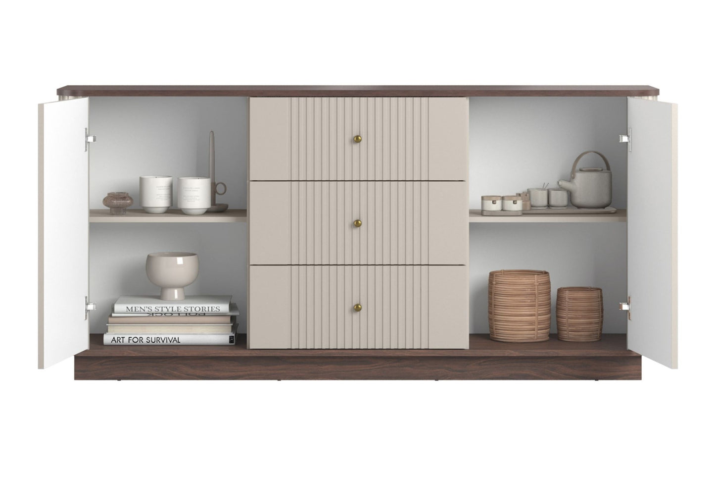 Kumode Vespa 160/77/38/ cm kašmirs/rieksts/zelts - N1 Home