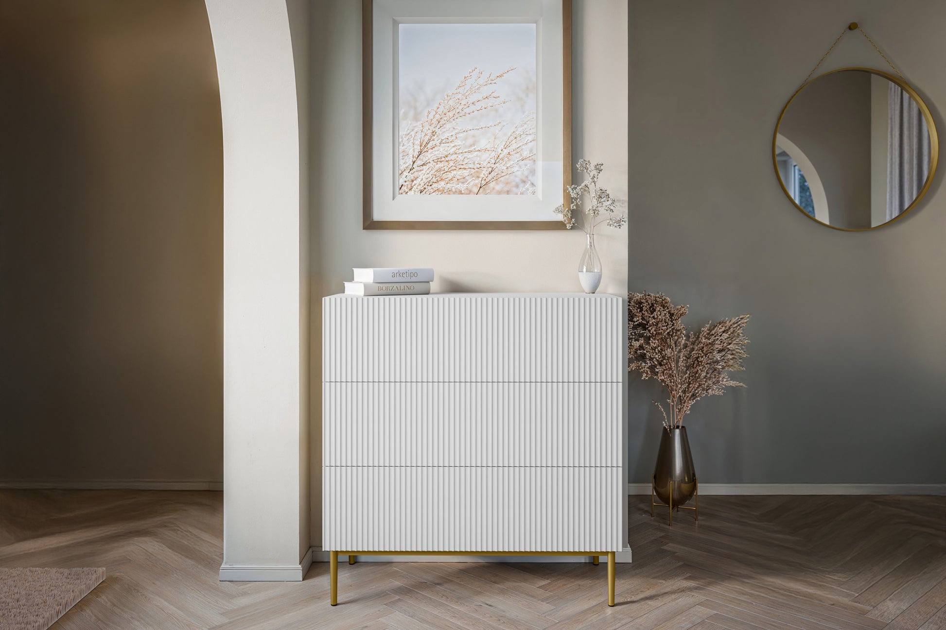 Kumode Austin 100/105/45 cm balts/zelts - N1 Home