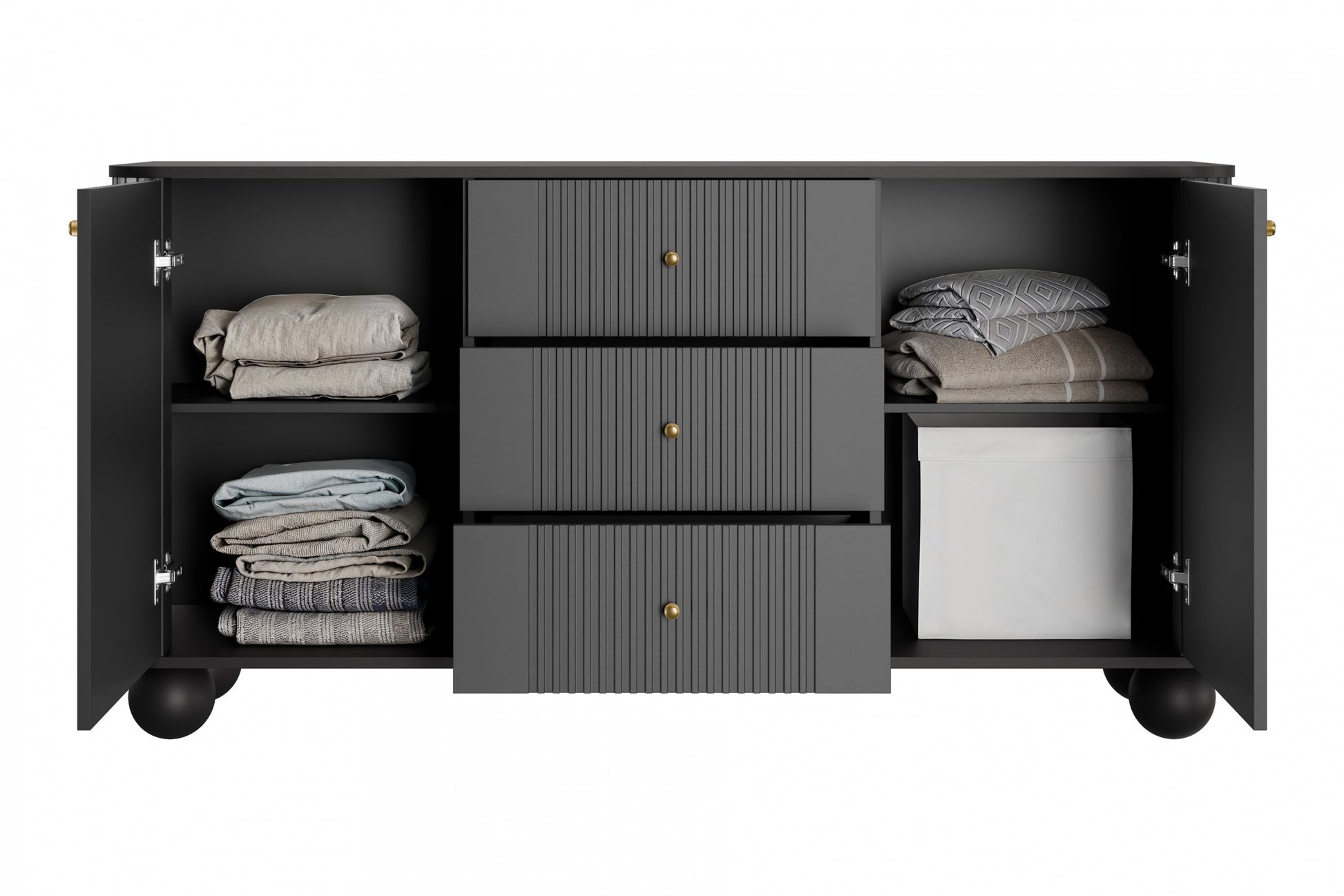 Kumode Vespa 160/82/38 cm melns/zelts - N1 Home