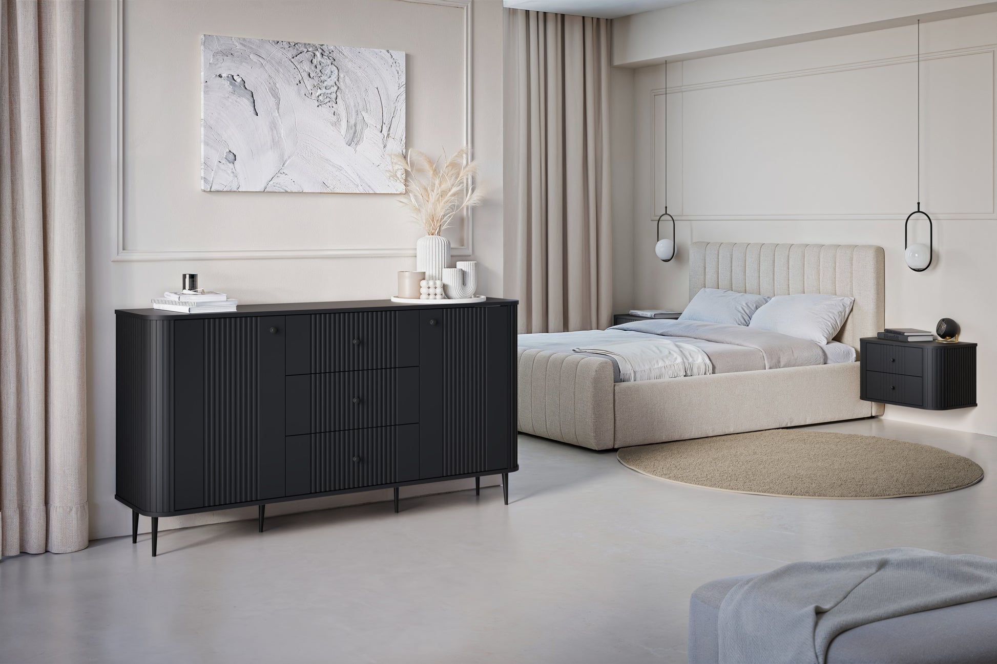 Kumode Vespa 160/85/38 cm melns/melns - N1 Home