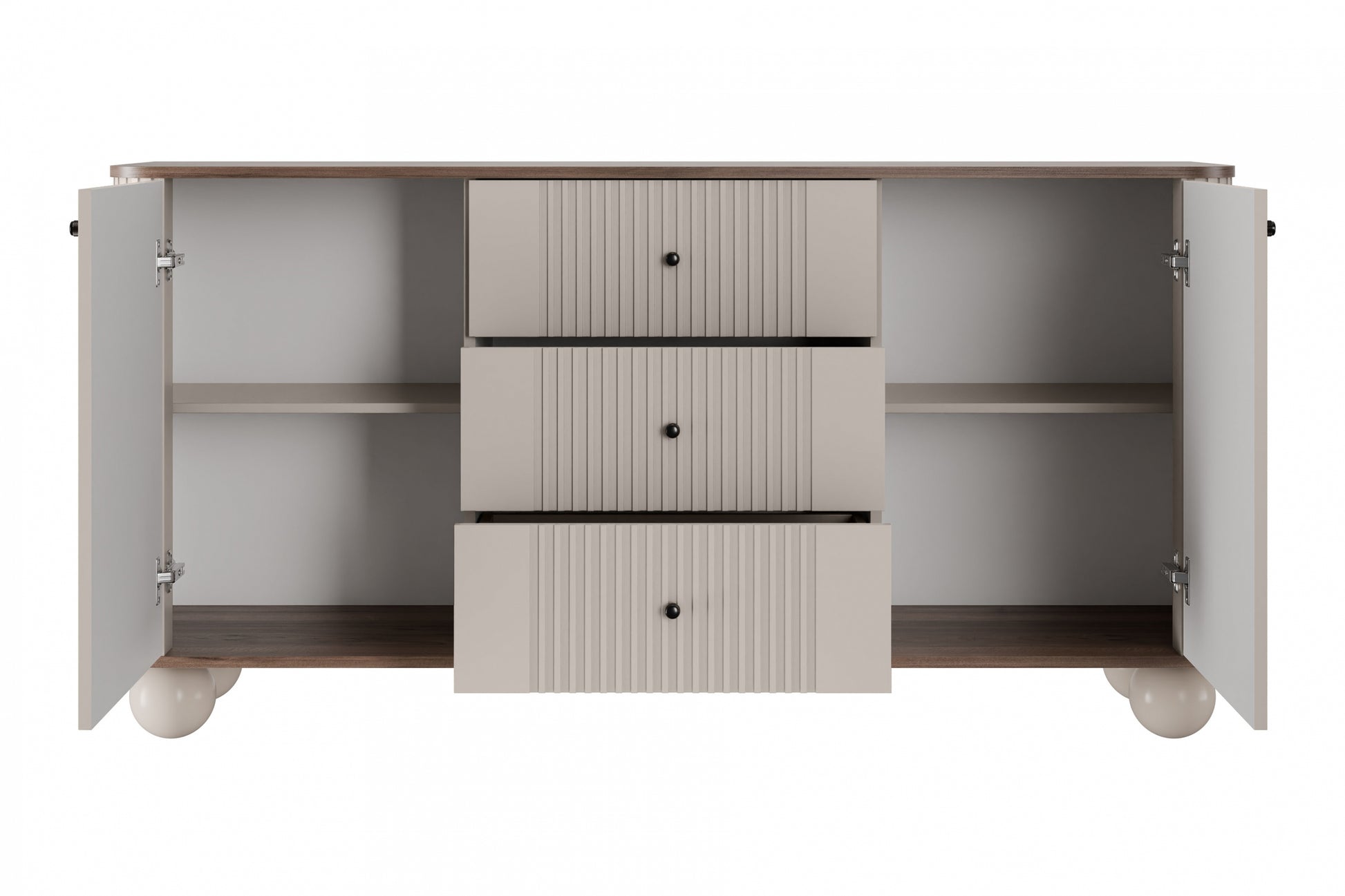 Kumode Vespa 160/82/38 cm kašmirs/rieksts/melns - N1 Home