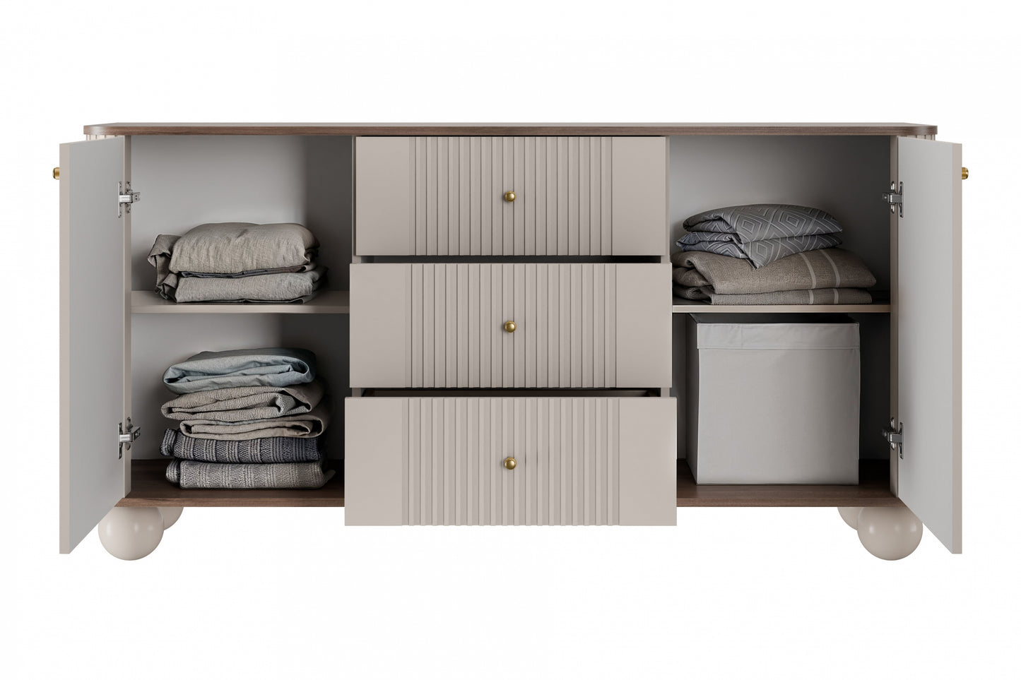 Kumode Vespa 160/82/38 cm kašmirs/rieksts/zelts - N1 Home