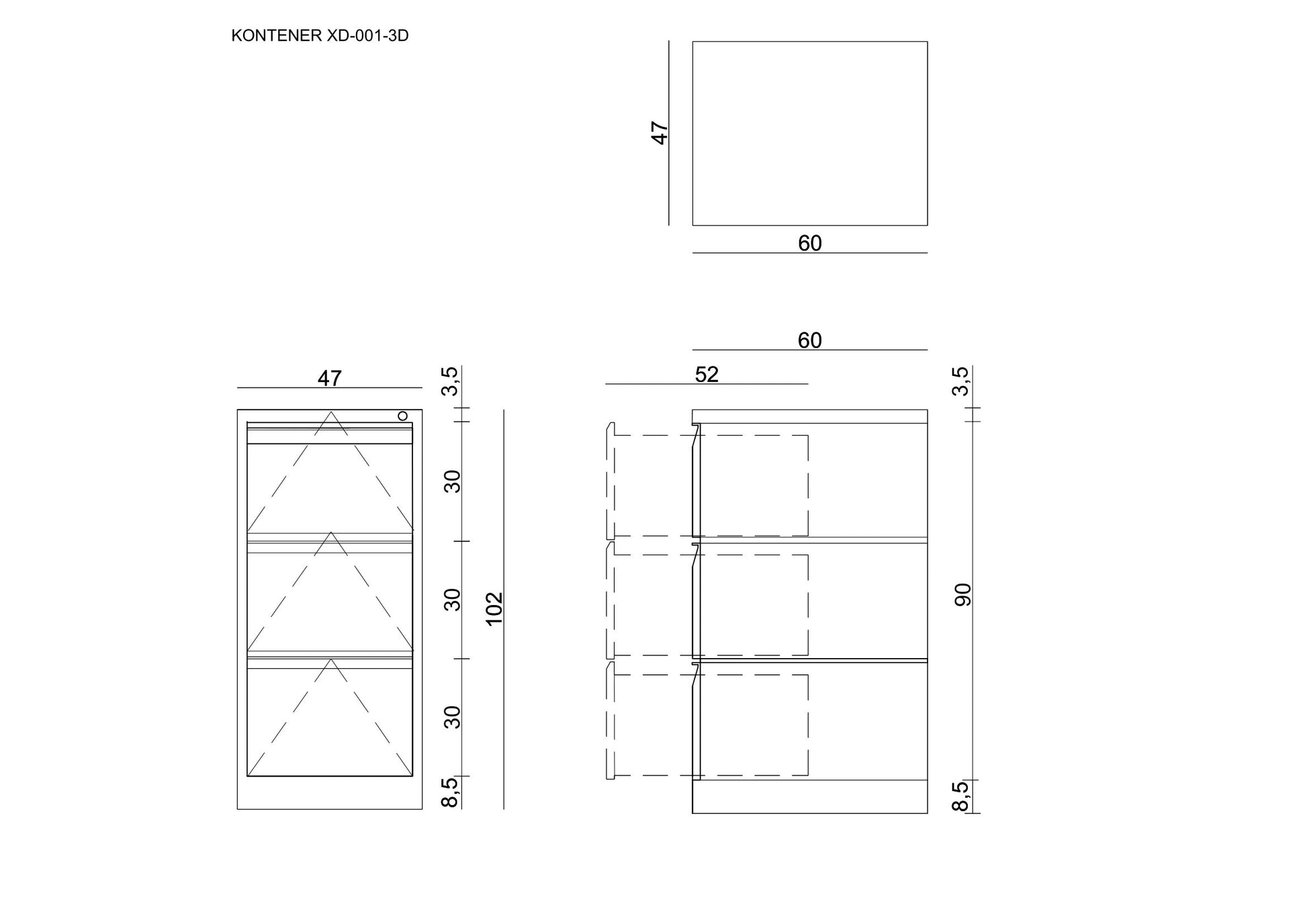 Biroja kumode RUDS M 102/47/60 cm melns - N1 Home