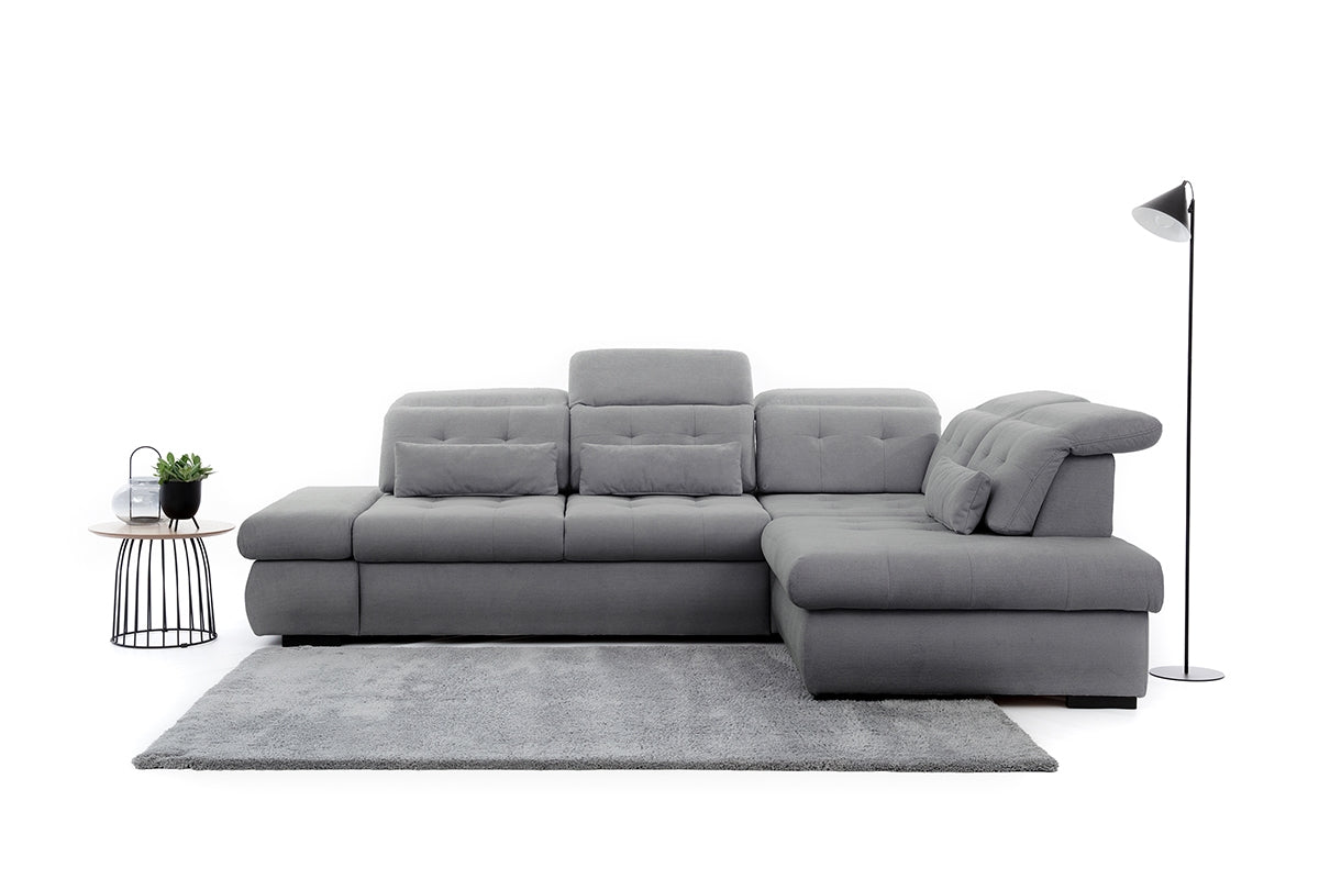 Dīvāns MARA M  labais stūris 286/88-107/206 cm tumši pelēks - N1 Home