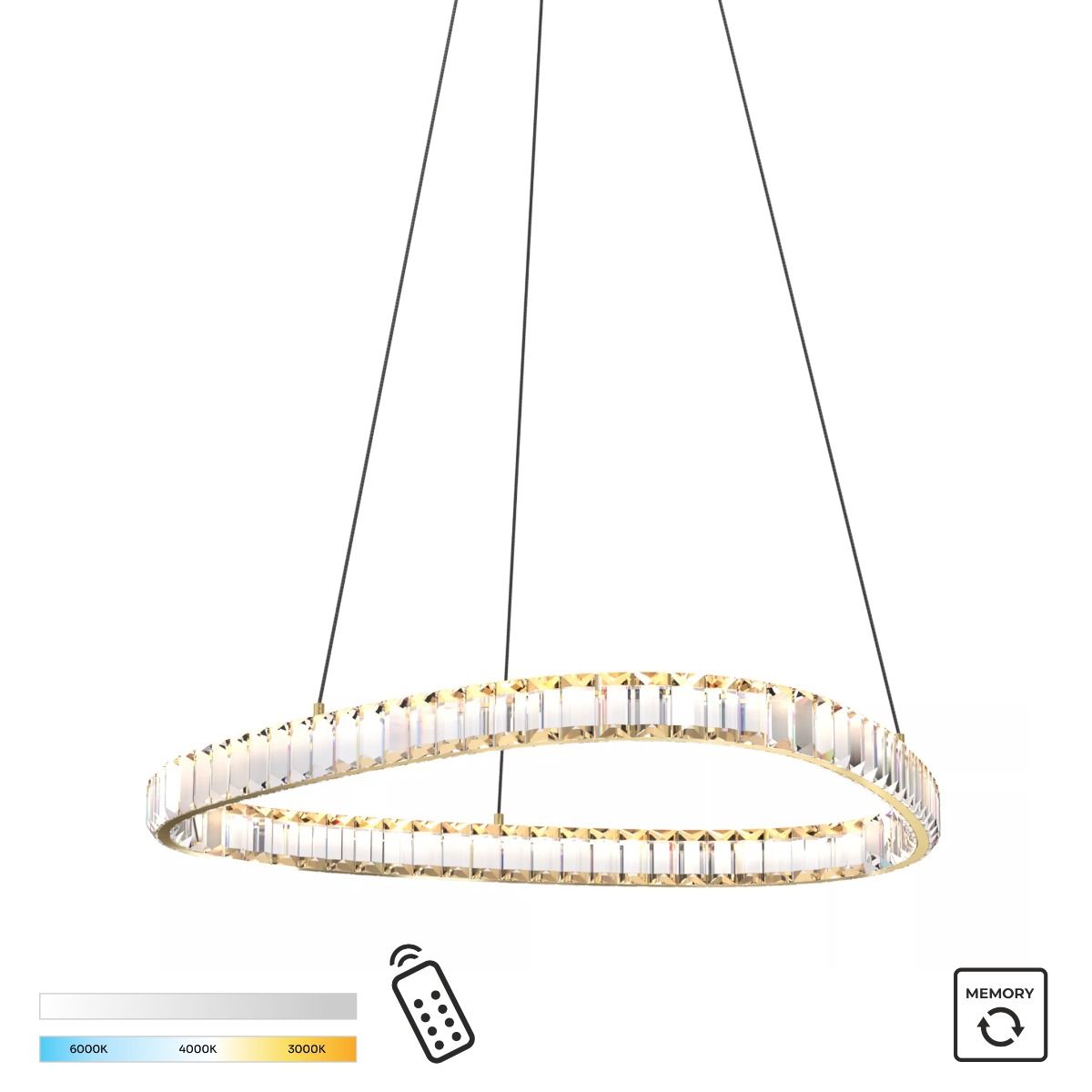 Piekaramā lampa Athena 150/60/60 cm zelts - N1 Home