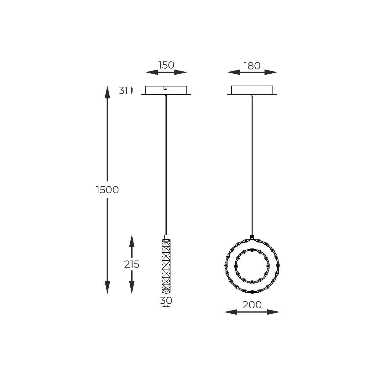 Piekaramā lampa Graff 20/150/18 cm hroms - N1 Home