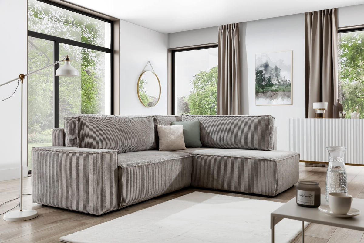 Dīvāns FIBI L  labais stūris 254/90-77/203cm tumši pelēks - N1 Home