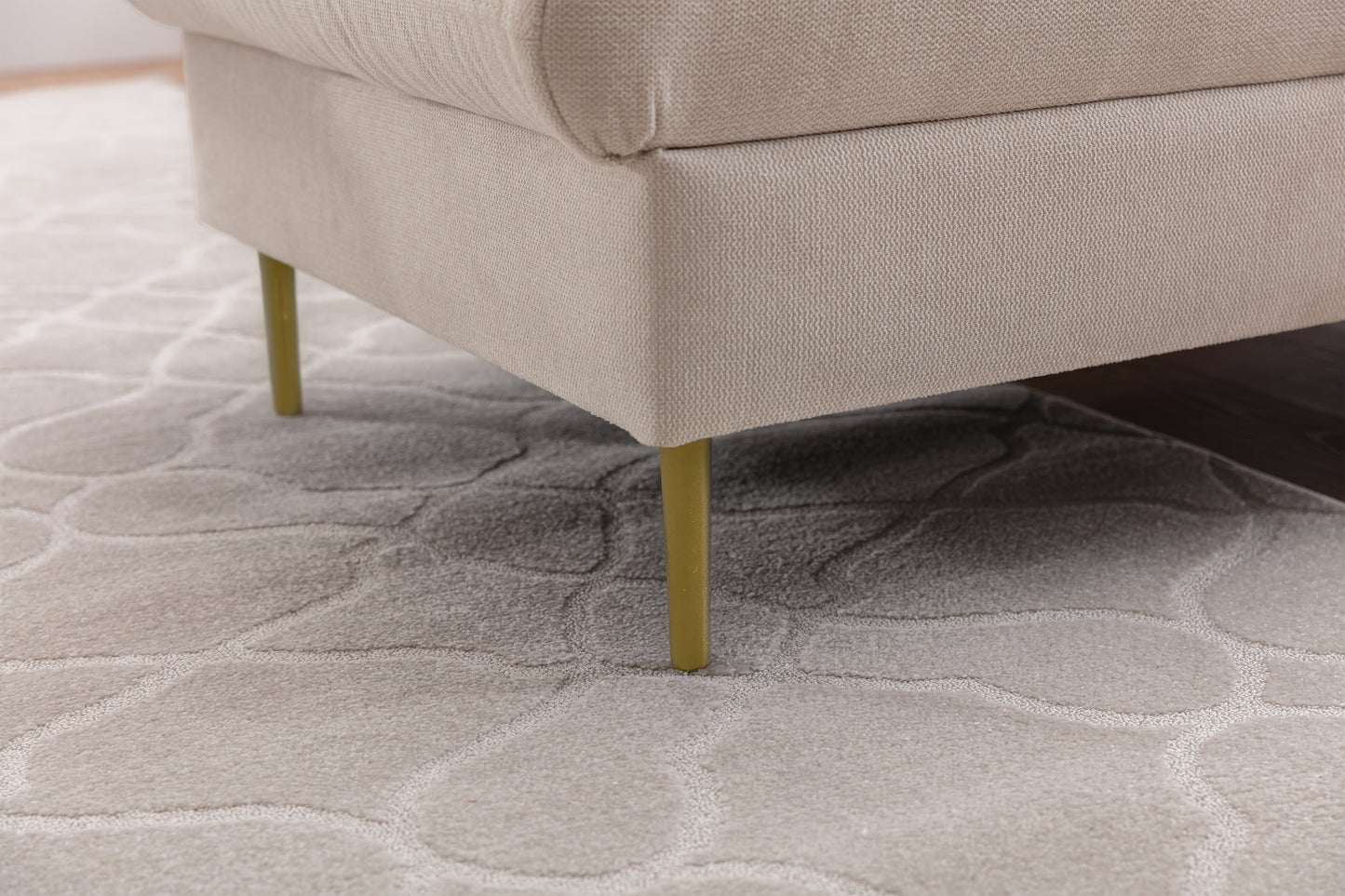 Dīvāns Tai 222/95/161 cm krēms/zelts kājas - N1 Home