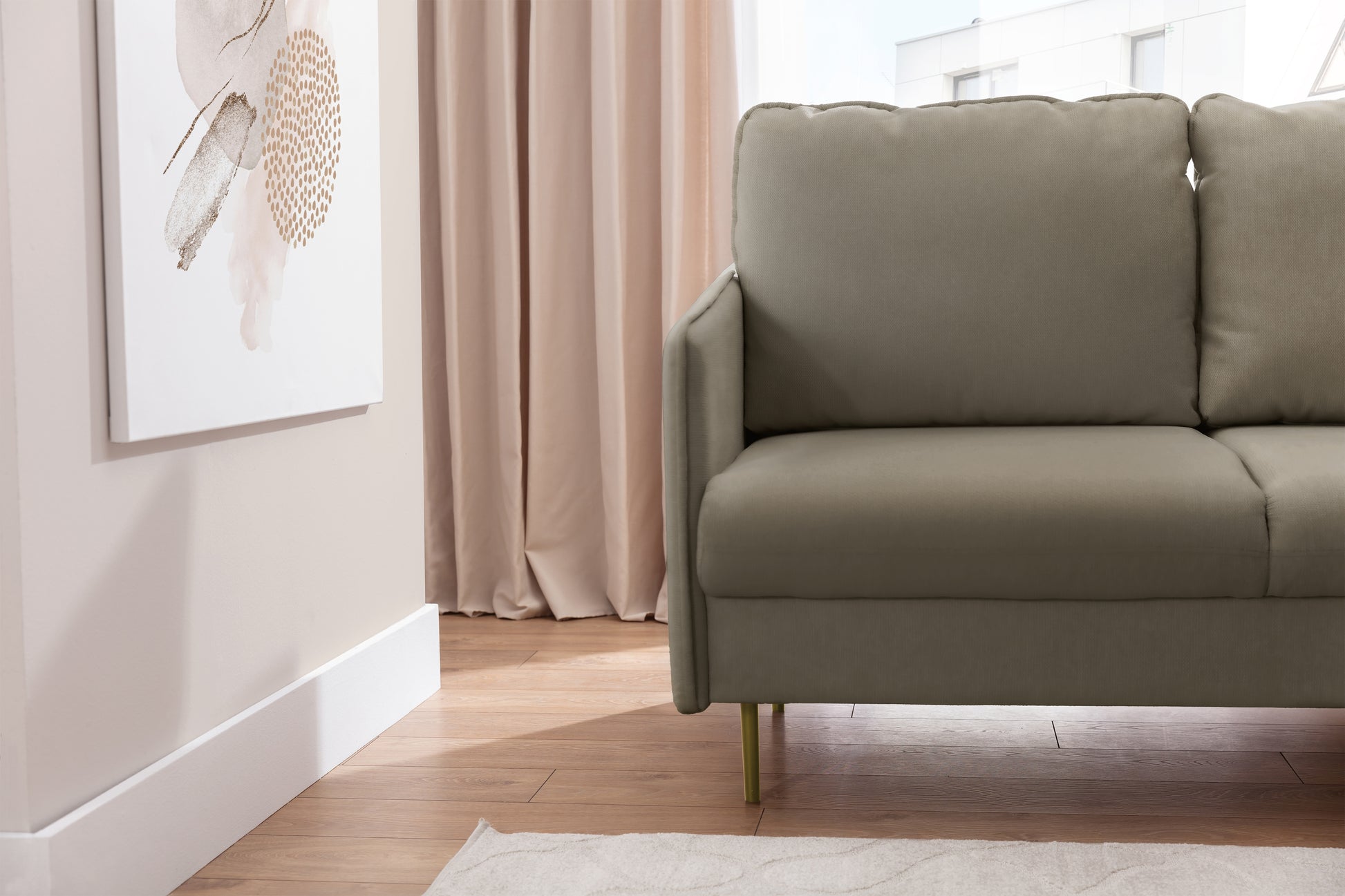 Dīvāns Tai 222/95/161 cm Velluto 3/zelts kājas - N1 Home