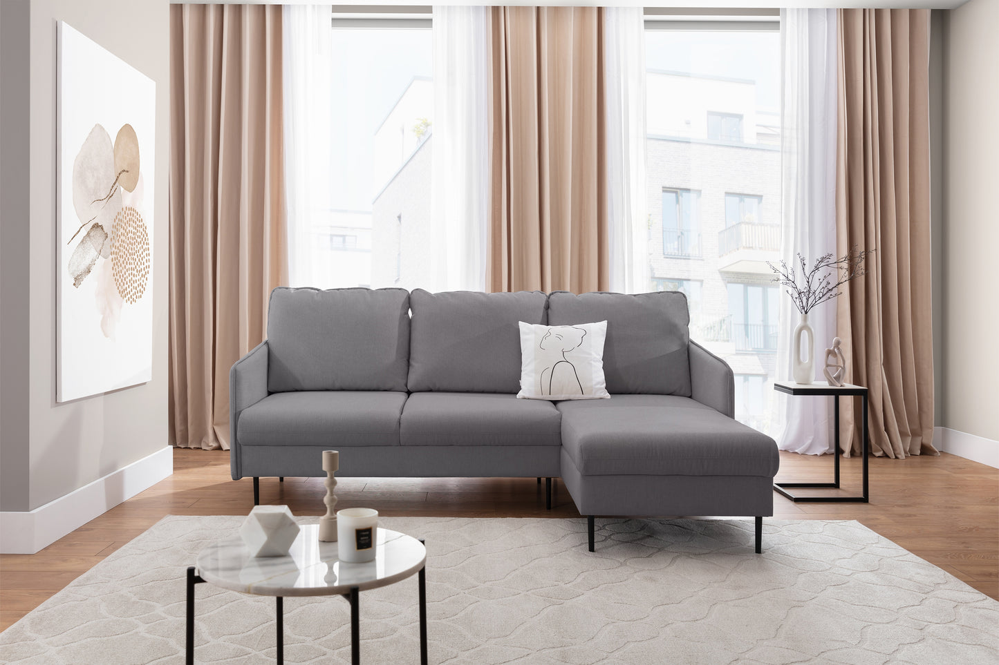 Dīvāns Tai 222/95/161 cm Loft 19/melnas kājas - N1 Home