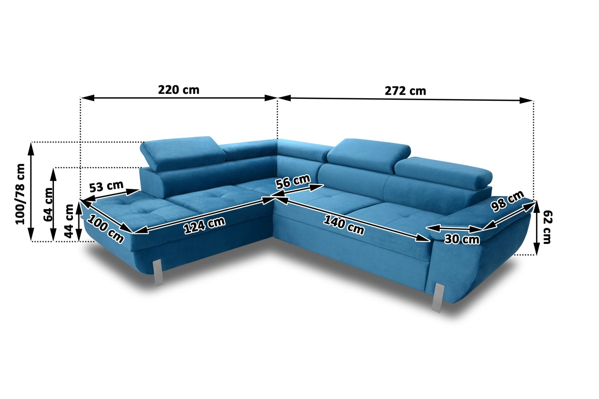 Dīvāns TOKYO MD  272/78-100/200 cm pelēks - N1 Home