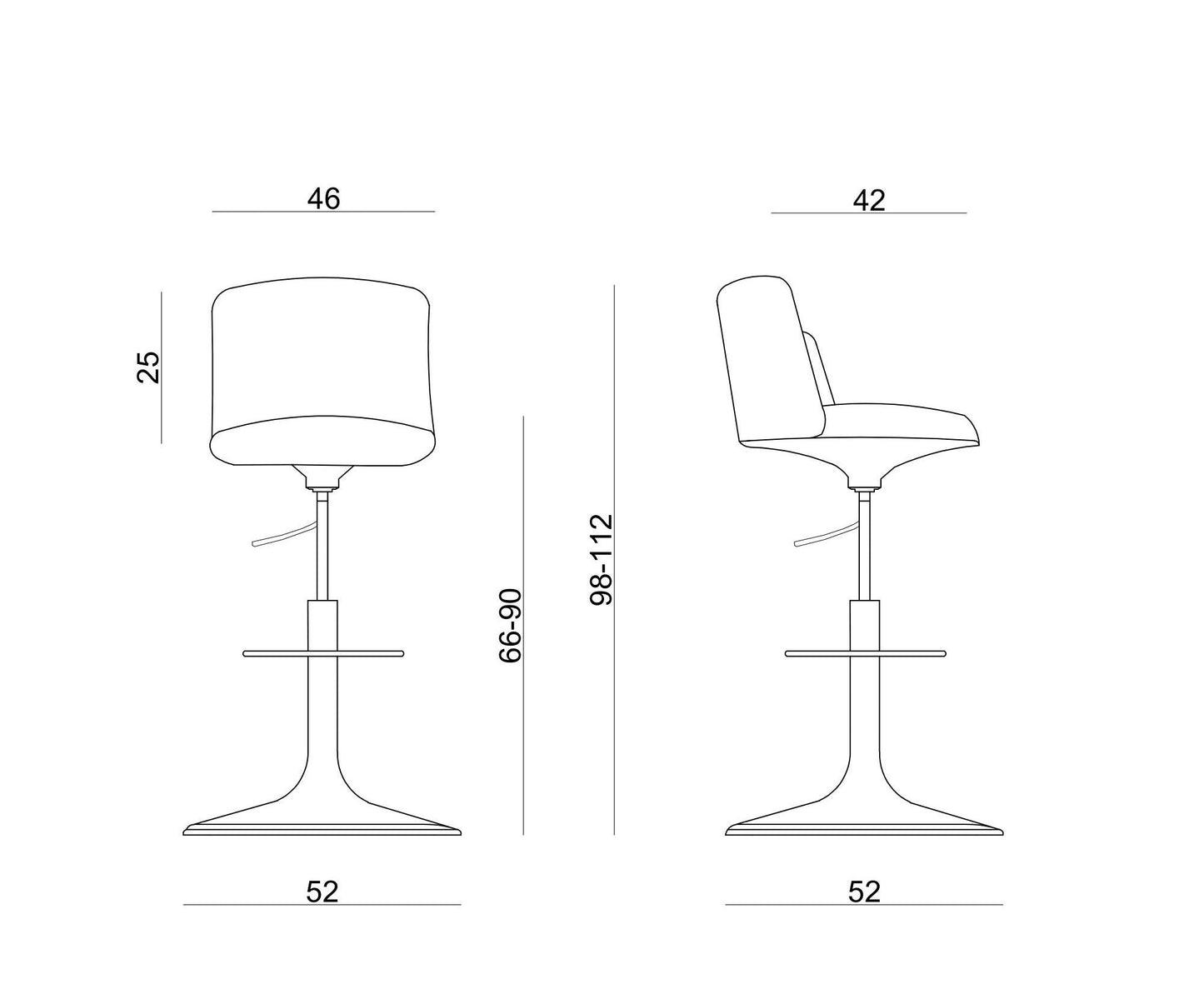 Krēsls Lok eko āda 98/52/52 cm melns - N1 Home