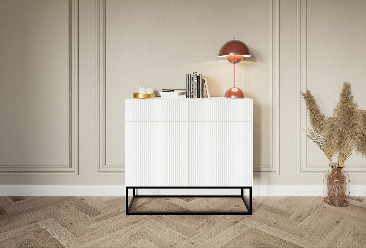 Kumode Velda 100/90/38 cm balts/melns - N1 Home