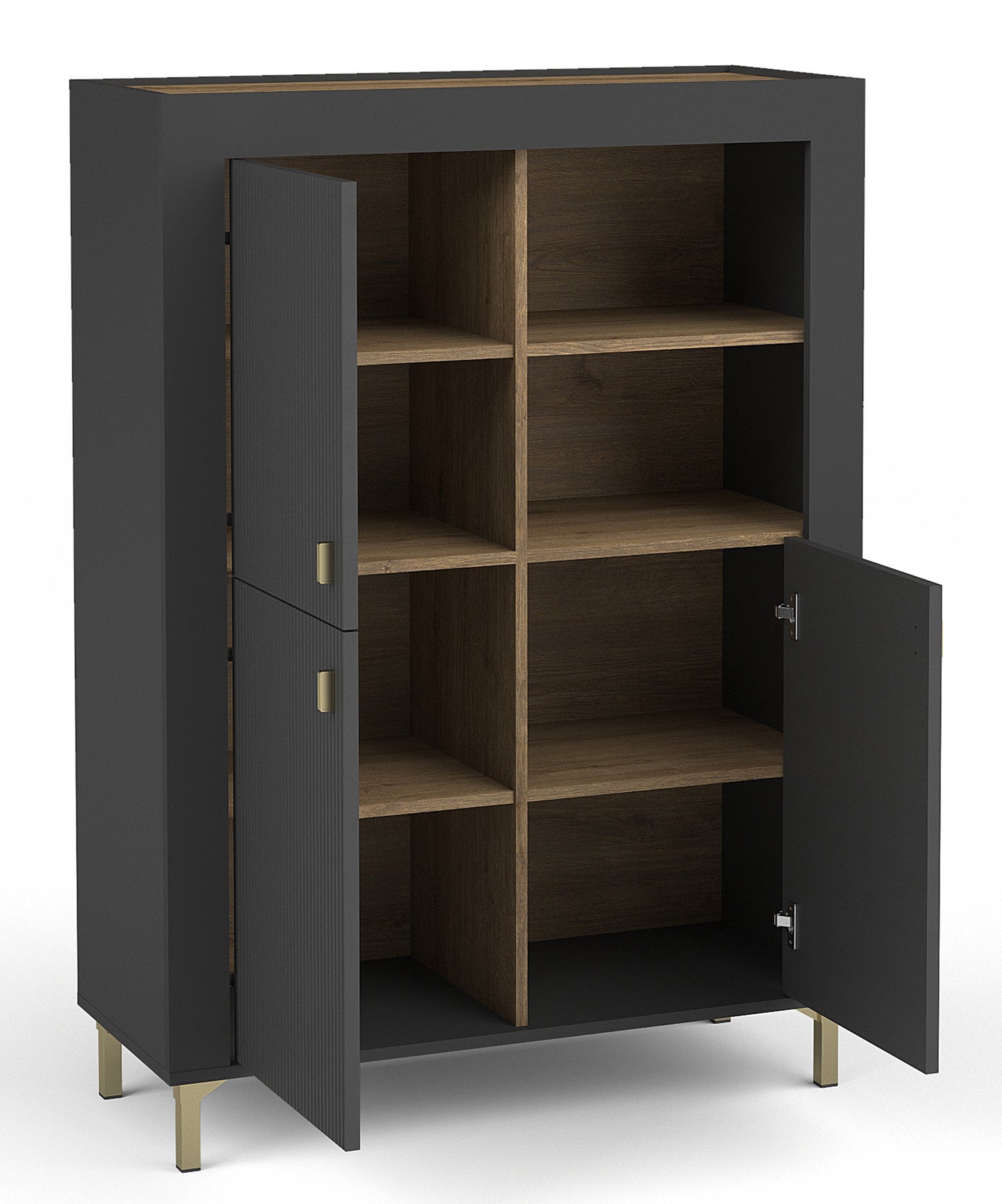 Vitrīna Lamos 96/135/39 cm melns/zelts