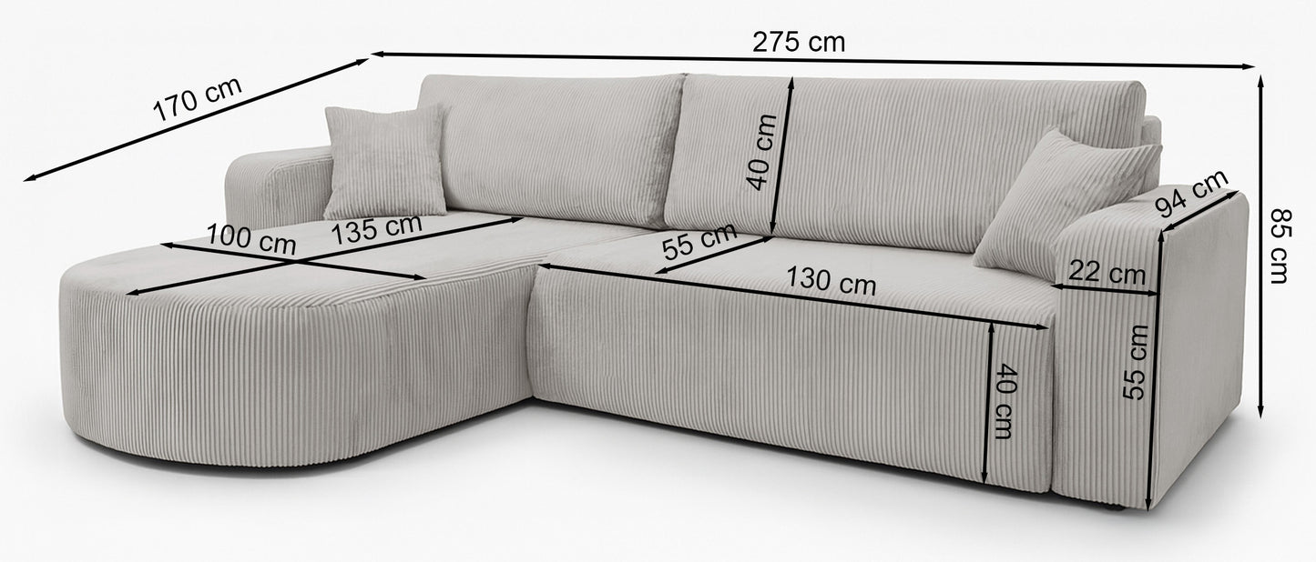 Dīvāns Teos 85/275/170 cm Poso 14 - N1 Home