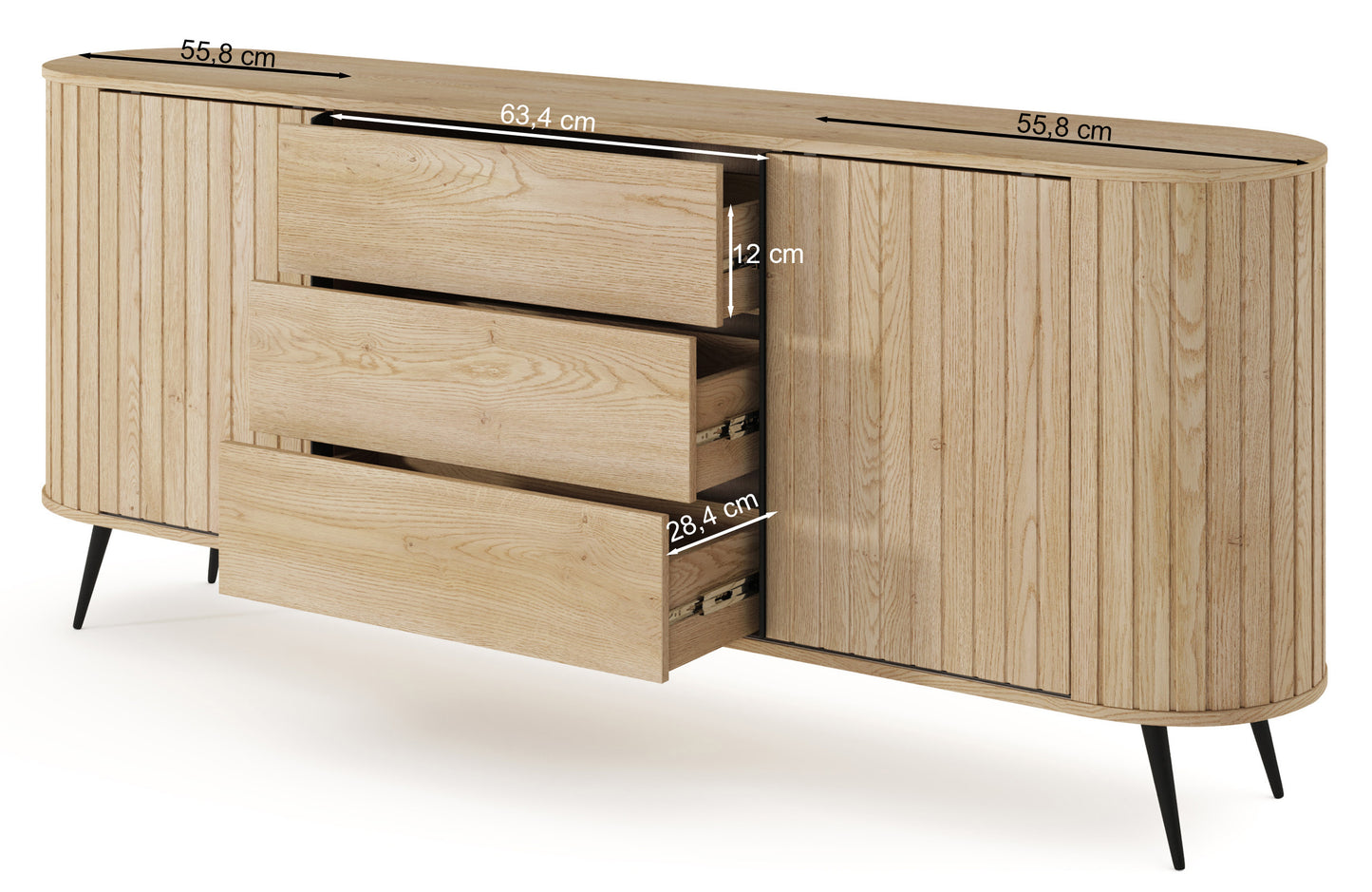 Kumode Lavas 196/81/40 cm Kremonas ozols