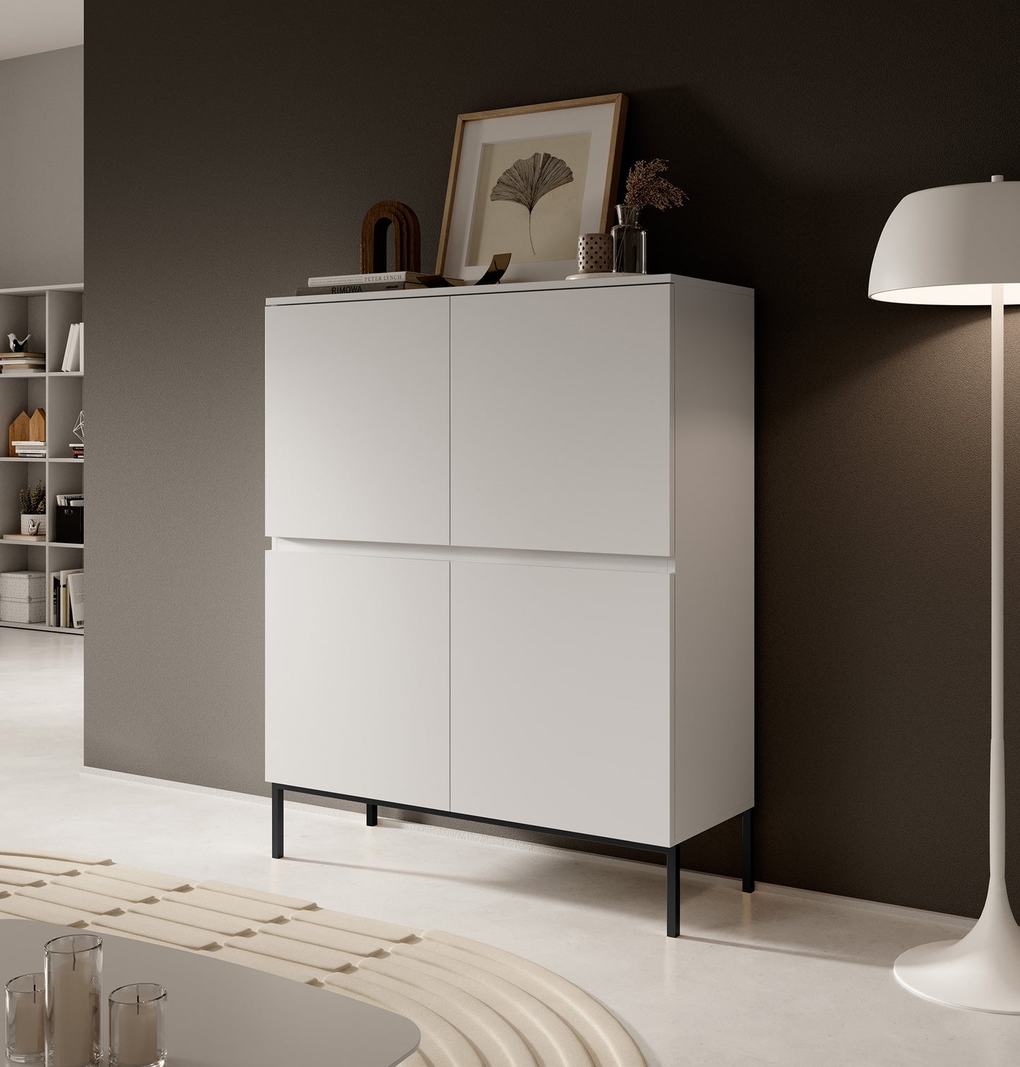 Kumode Bommo 100/122/35 cm balts/melns