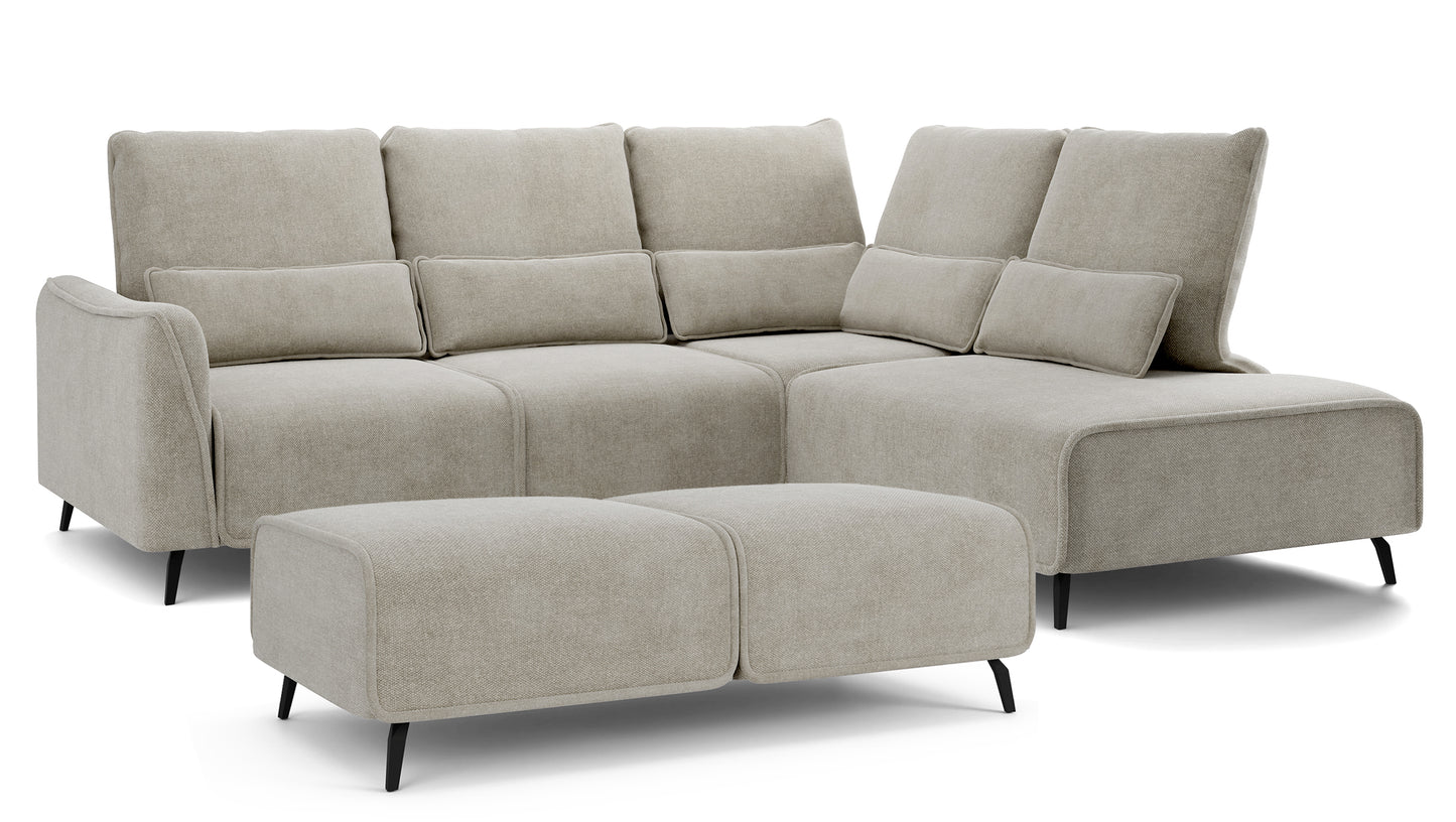 Dīvāns ar pufu Ruma 94/260/208 cm Storm 09 - N1 Home