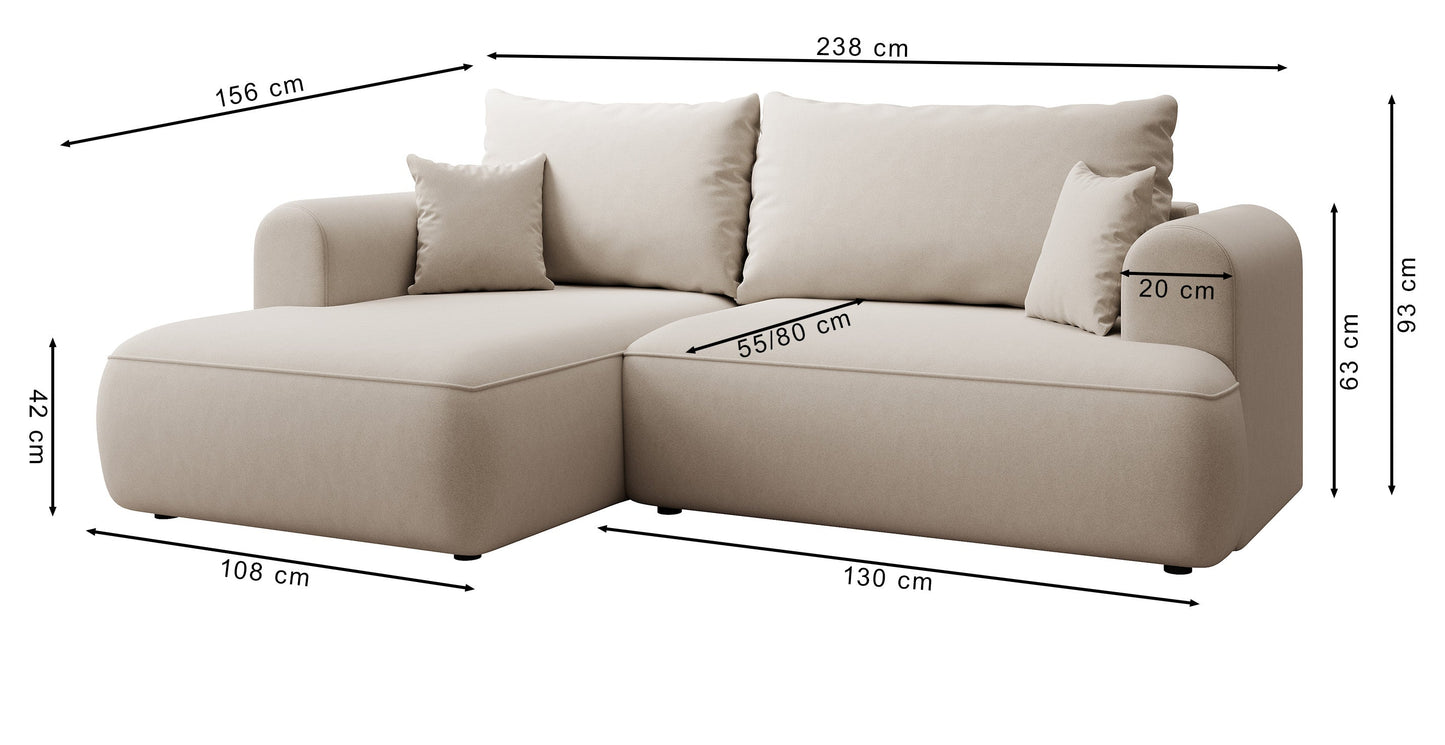 Dīvāns Ovors mini 238/93/156 cm Castel 93 - N1 Home